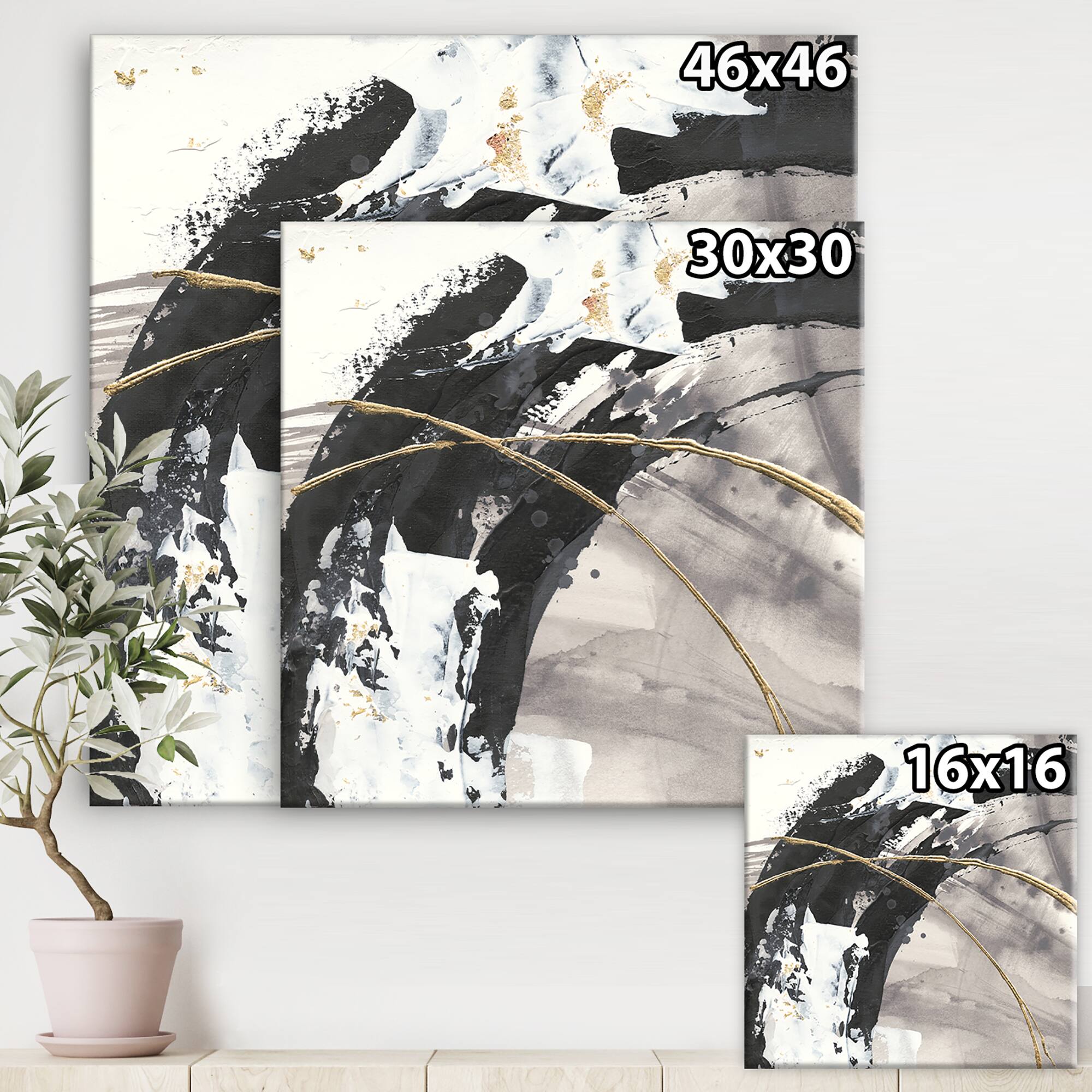 Designart - Glam Painted Arcs I - Transitional Gallery-wrapped Canvas