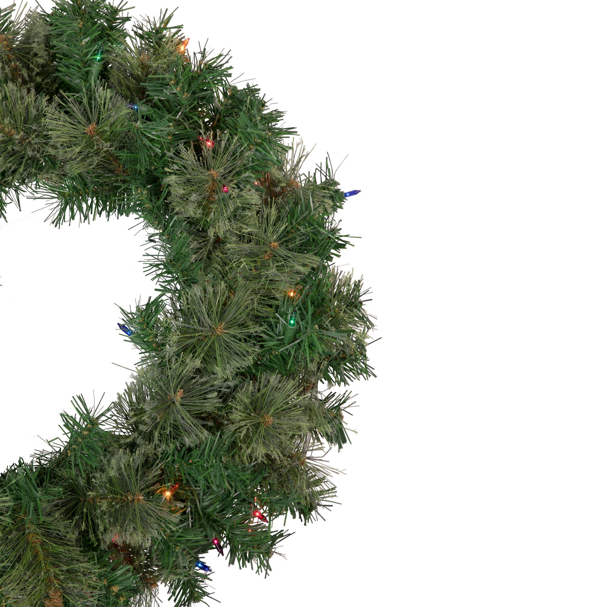24&#x22; Pre-Lit Christmas Artificial Oregon Cashmere Pine Wreath