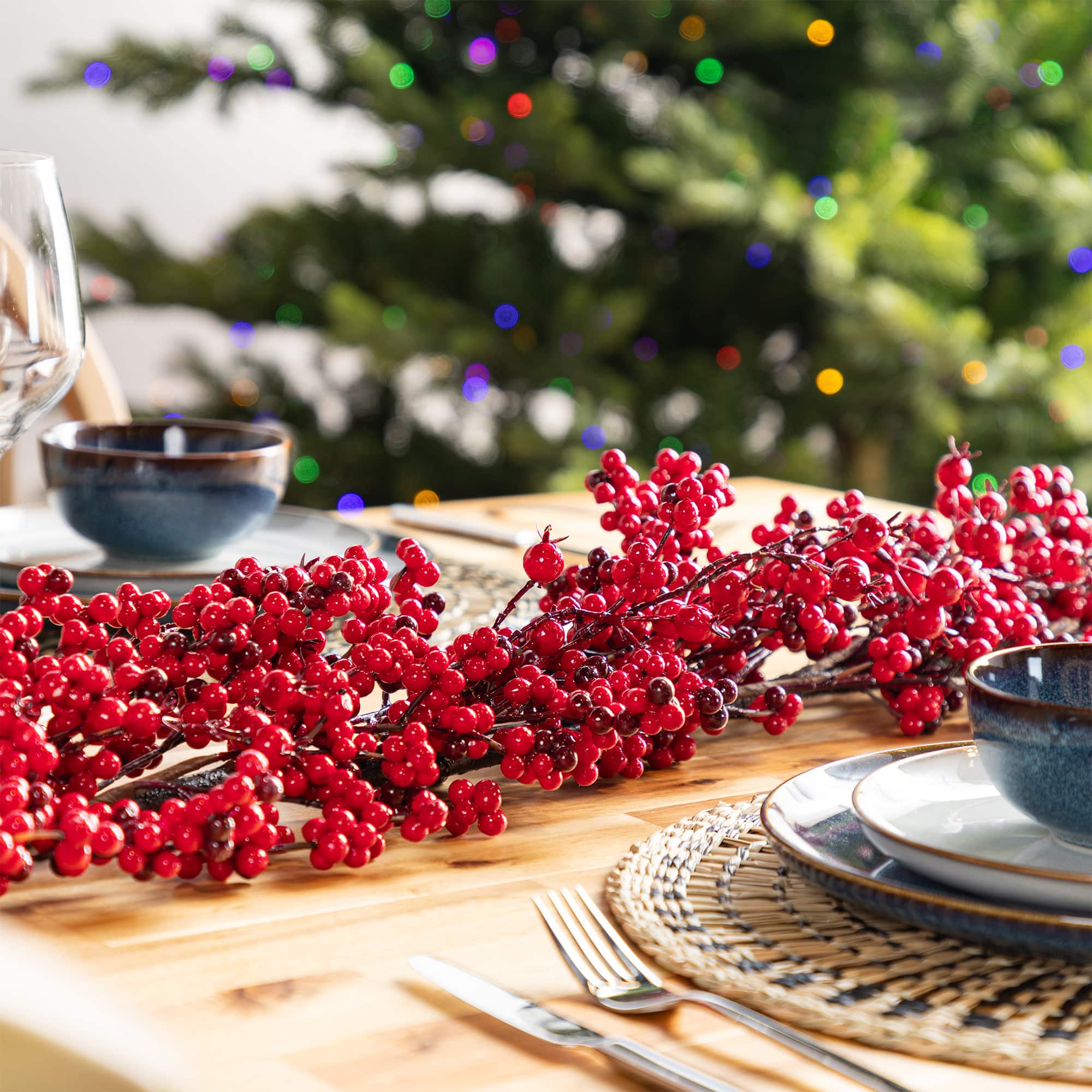 Glitzhome&#xAE; 6ft Christmas Red Berries Garland