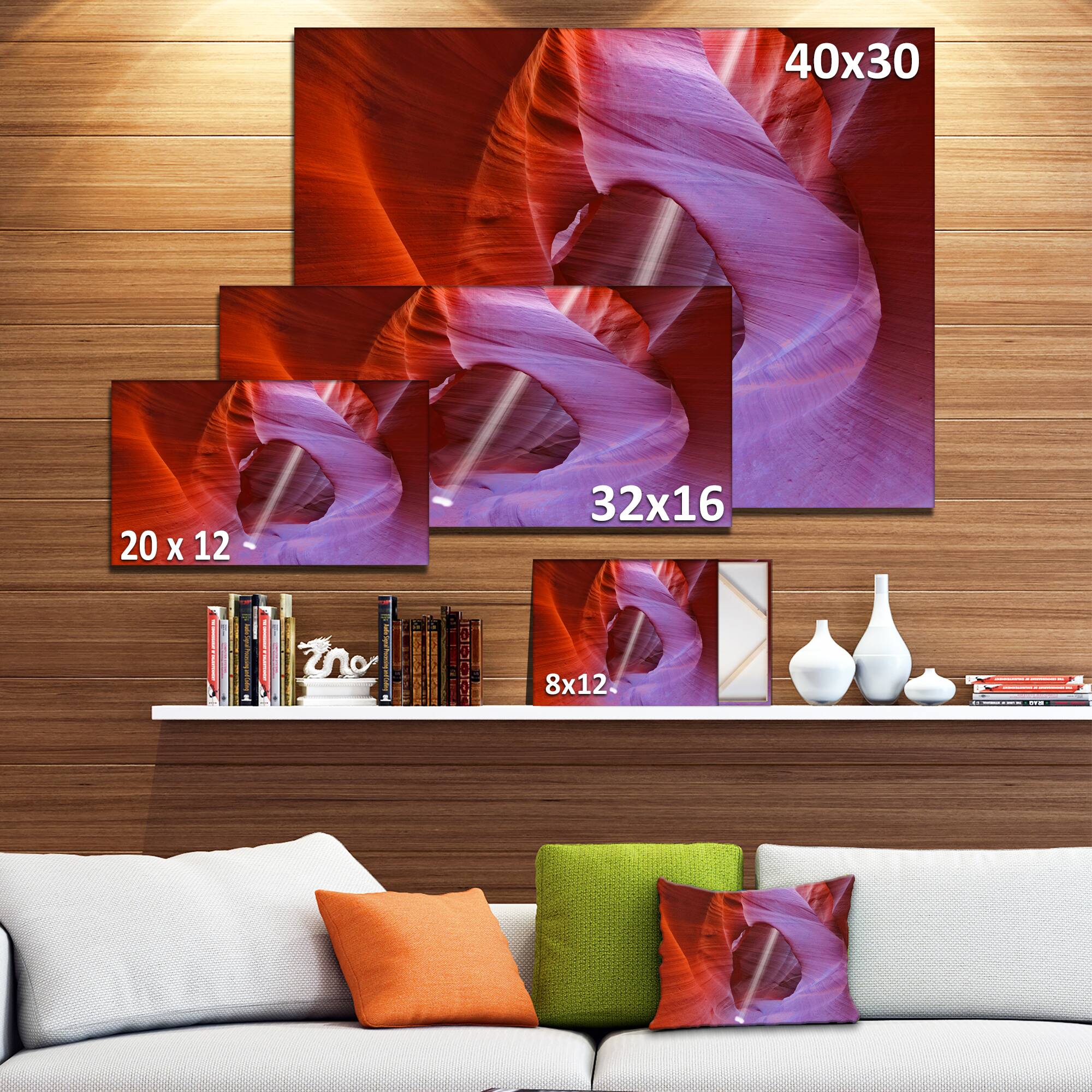 Designart - Red Orange Antelope Canyon - Landscape Photo Canvas Art Print