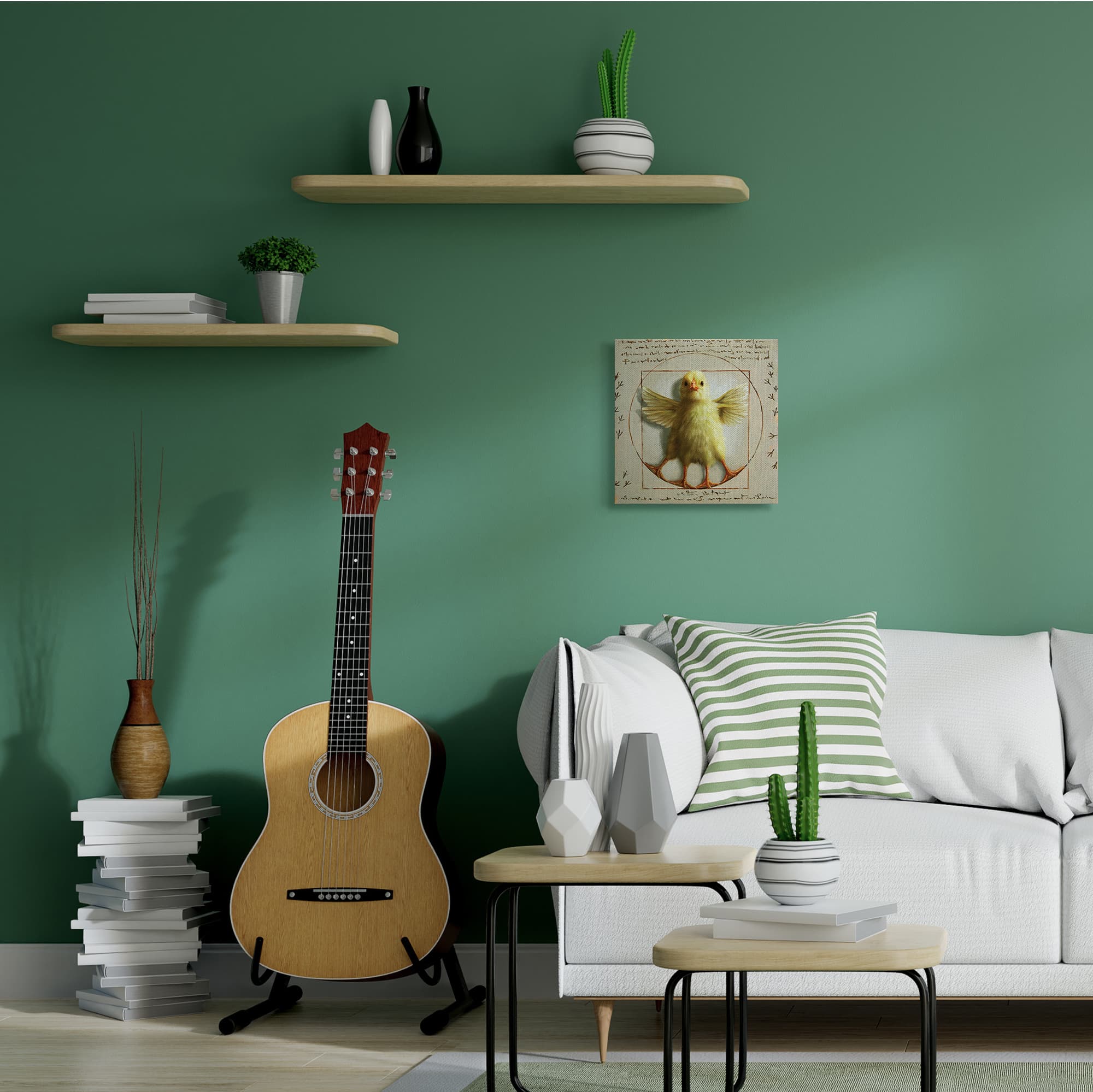 Stupell Industries Vitruvian Chick Baby Farm Chicken Animal Humor Canvas Wall Art