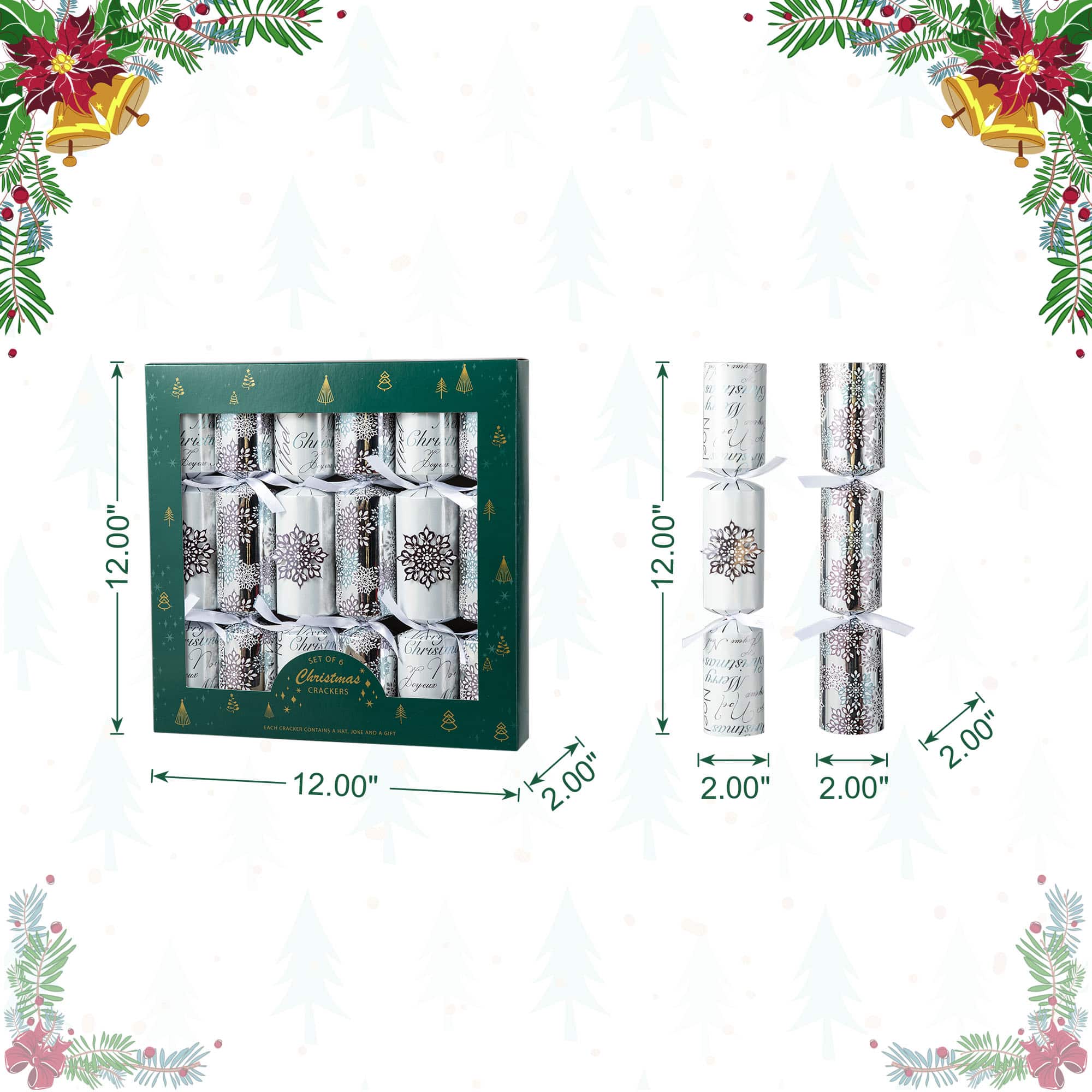 Glitzhome® 12" Christmas Snowflake Party Cracker with Gift Contents, 6ct.