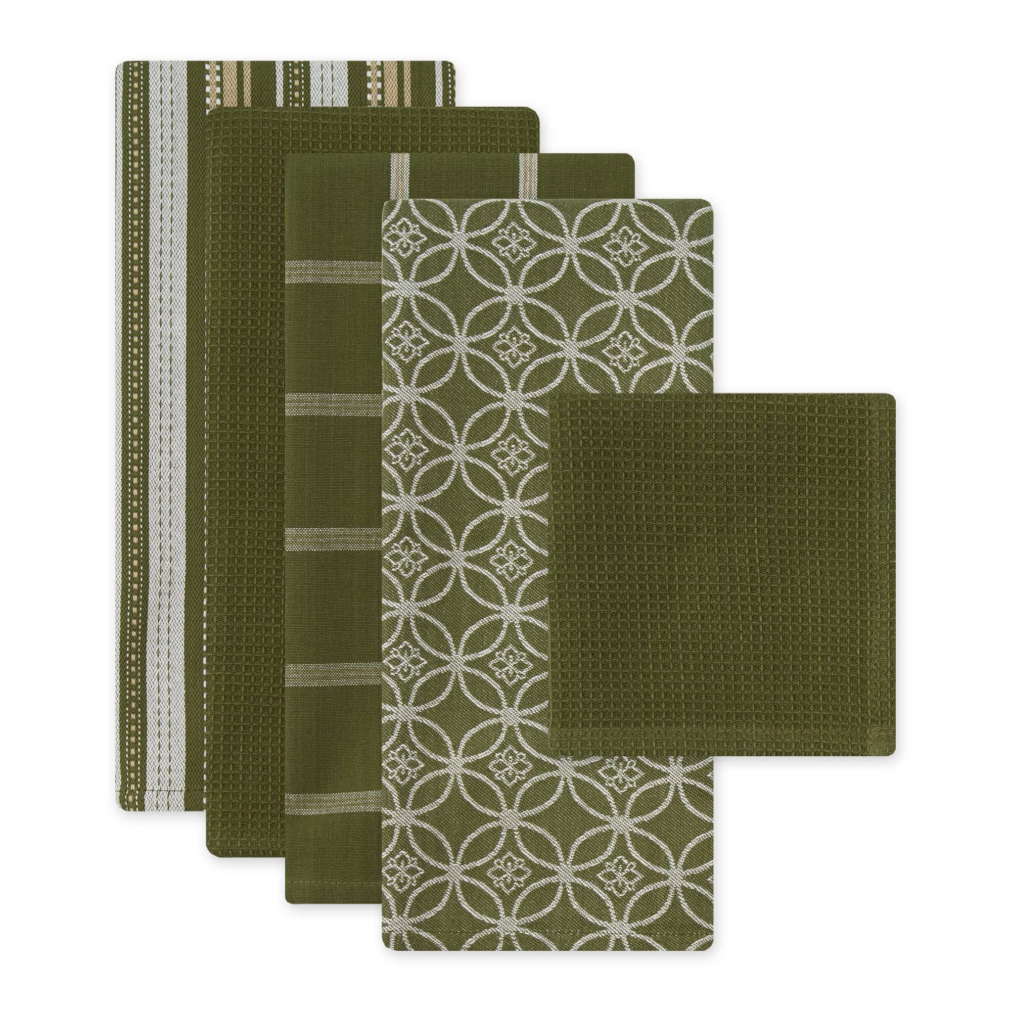 DII Assorted Sage Dishtowel & Dishcloth (Set of 5)