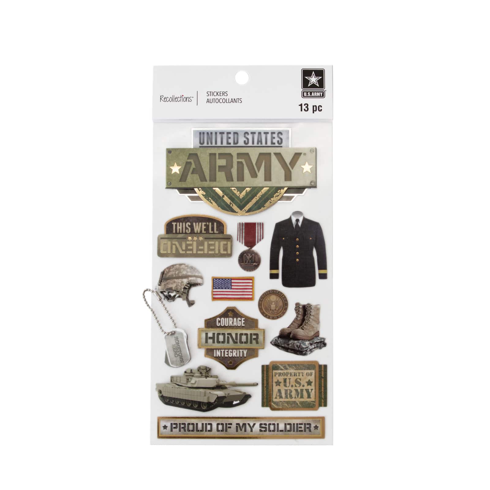 12 Pack: Army Dimensional Stickers by Recollections™