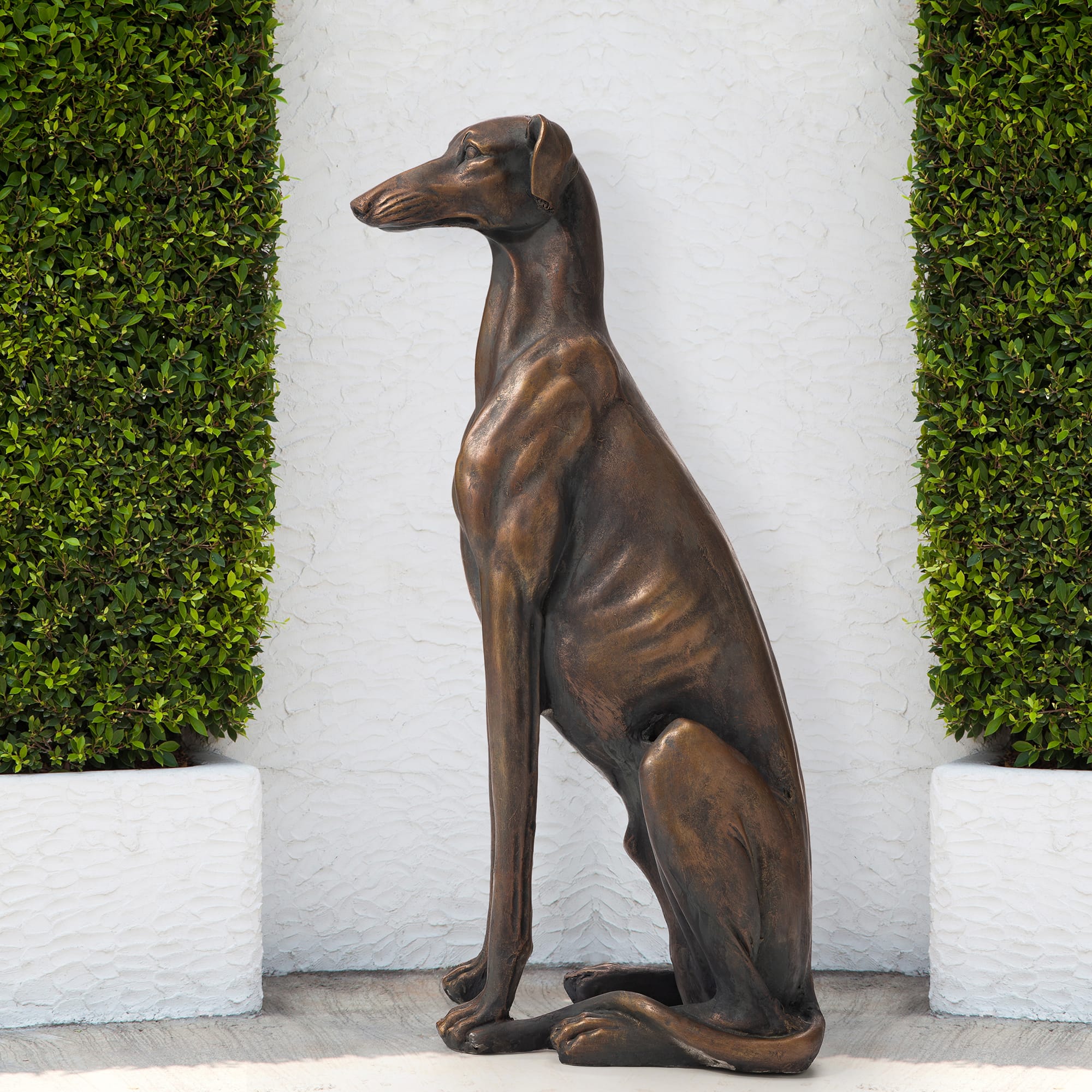 Glitzhome&#xAE; 30&#x22; Sitting Left Greyhound Dog Statue