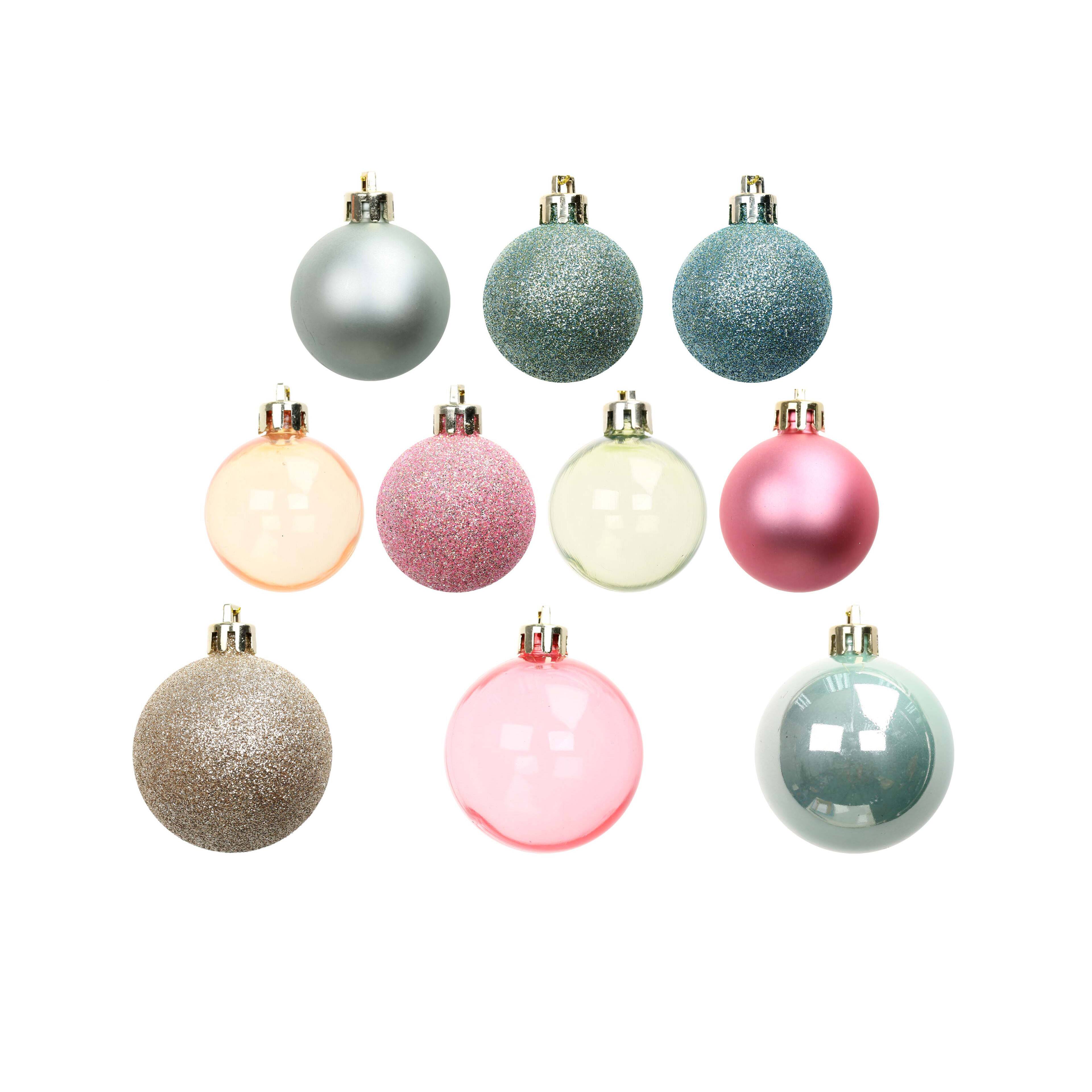 Ensemble de 100&#xA0;boules de No&#xEB;l incassables roses, vertes et dor&#xE9;es d&#x2019;Ashland
