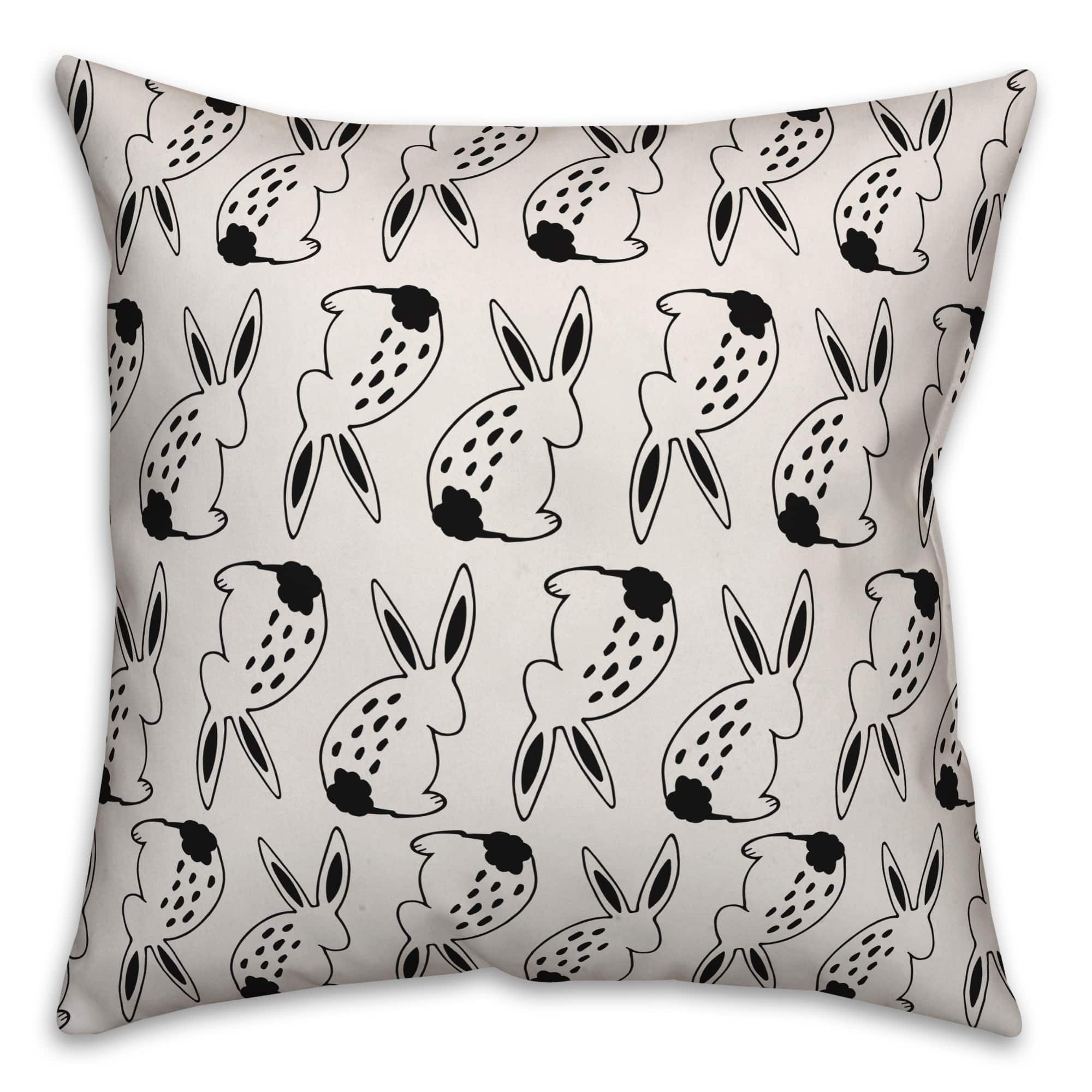 Black &#x26; White Spotted Bunny Pattern Throw Pillow