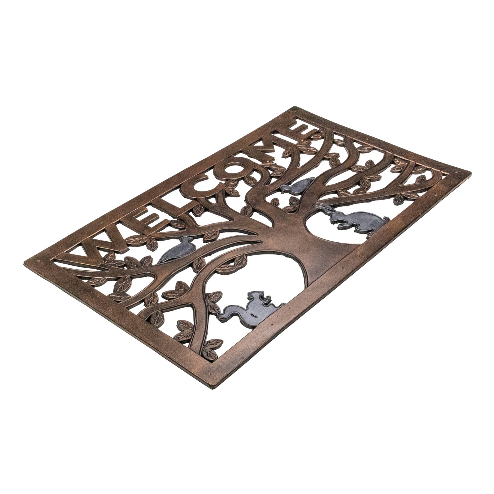 Copper Animals in Tree Welcome Doormat