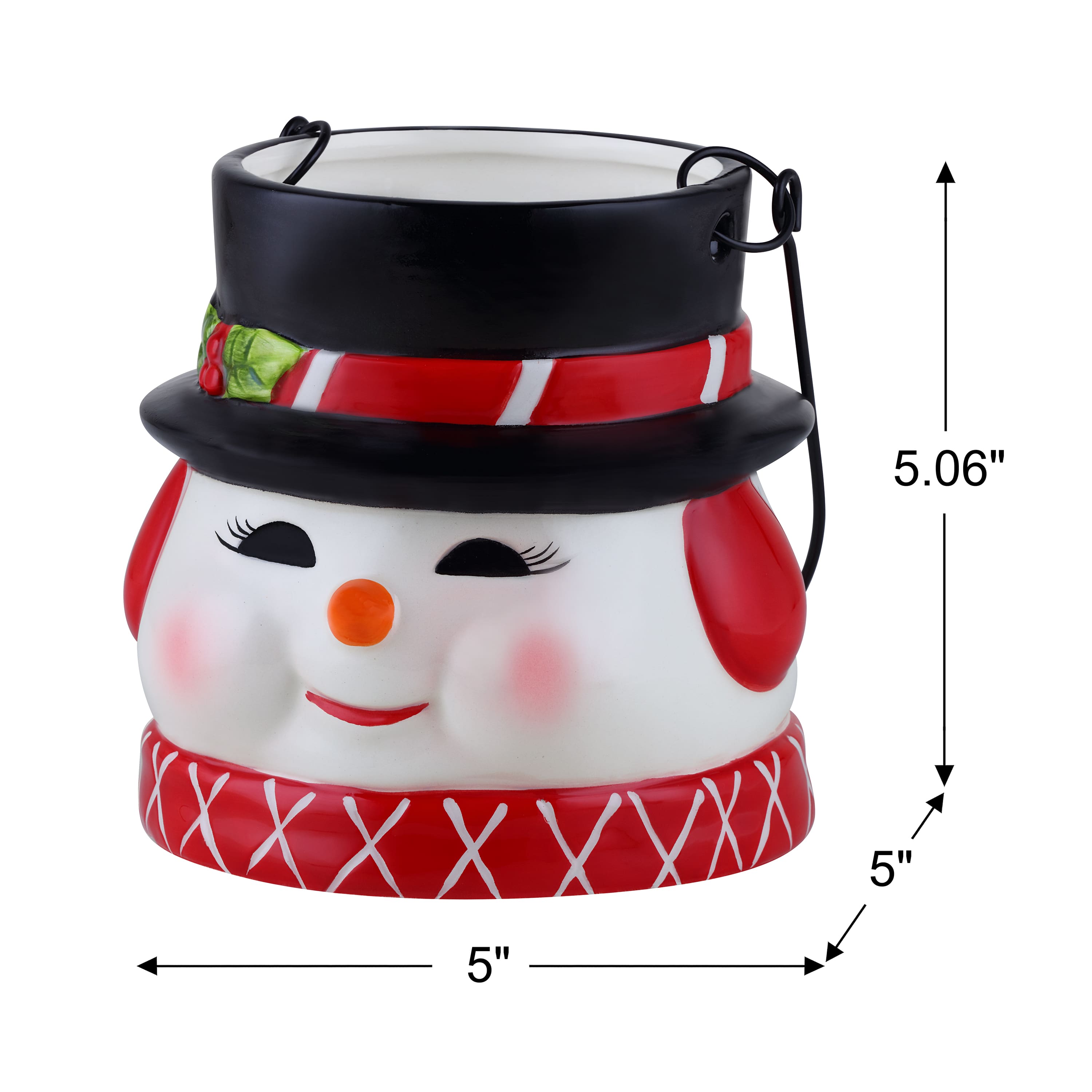 5&#x22; Snowman Nostalgic Ceramic Container