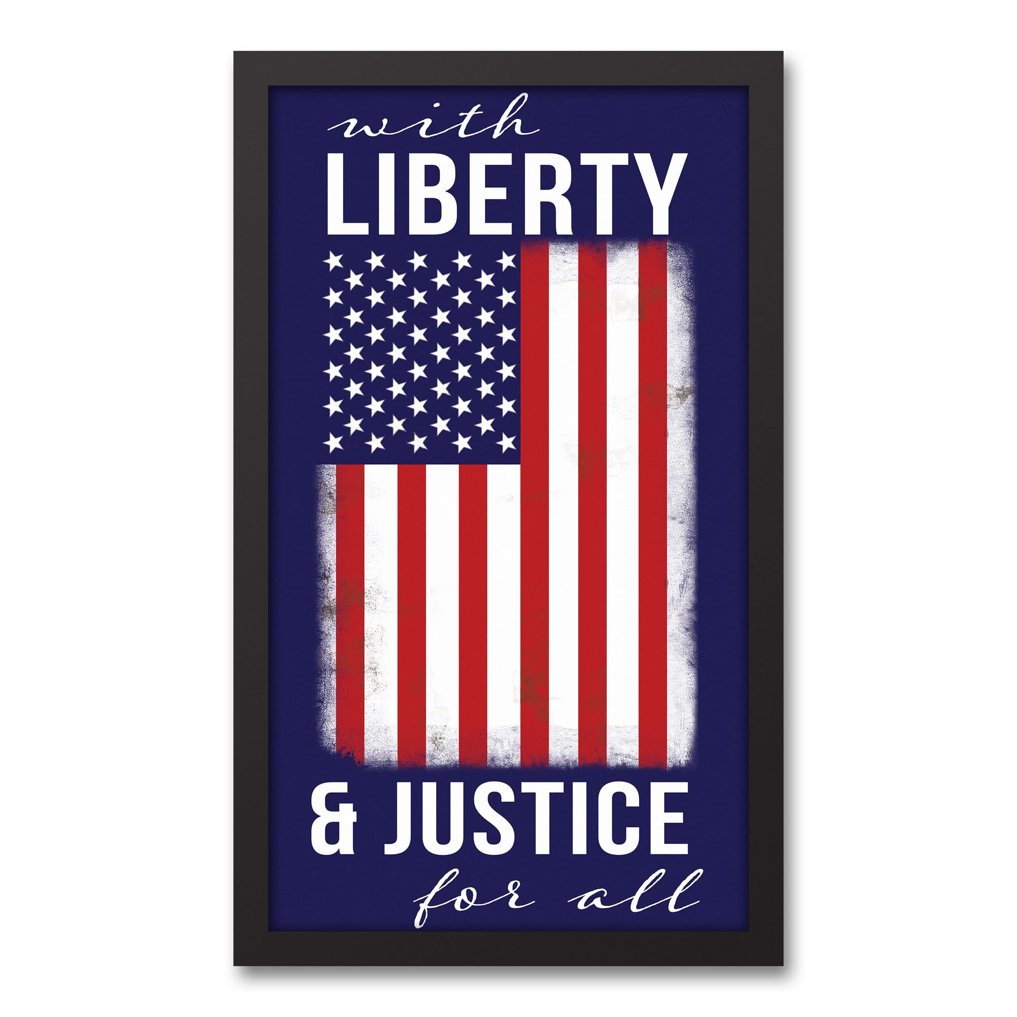 Liberty & Justice Flag Black Framed Canvas