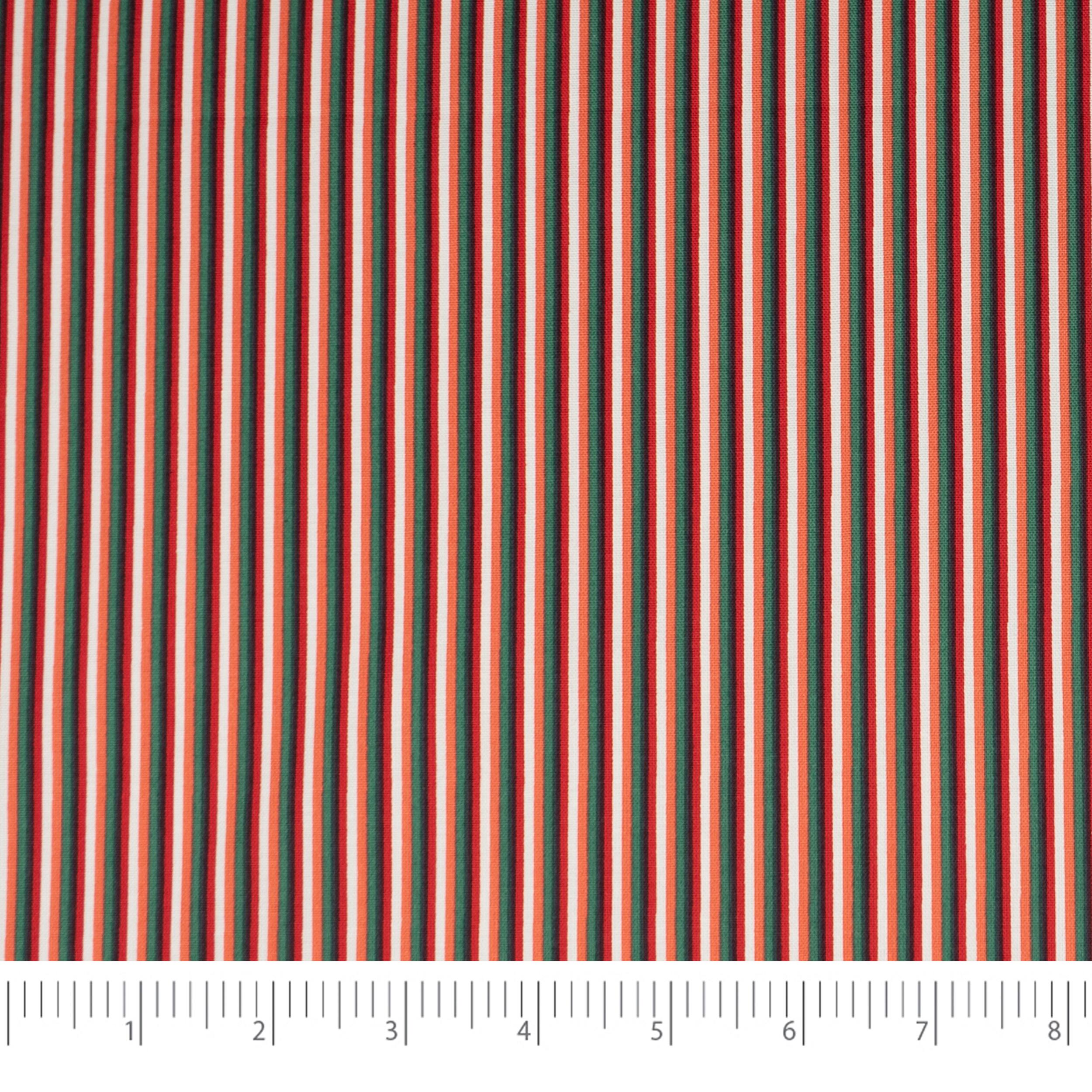 SINGER Christmas Holiday Stripe Cotton Print Fabric