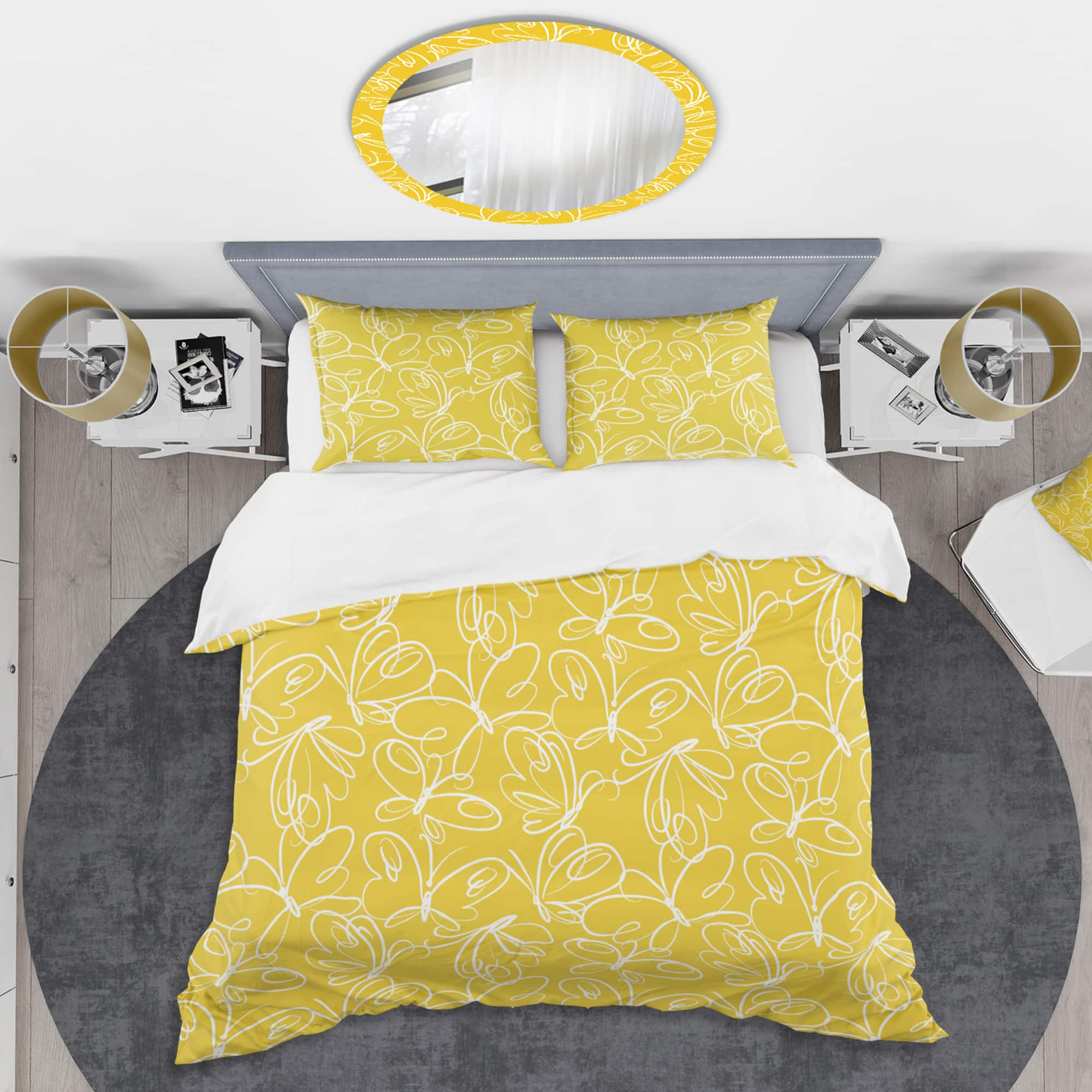 Designart &#x27;Butterflies hand drawn color pattern&#x27; Mid-Century Duvet Cover Set