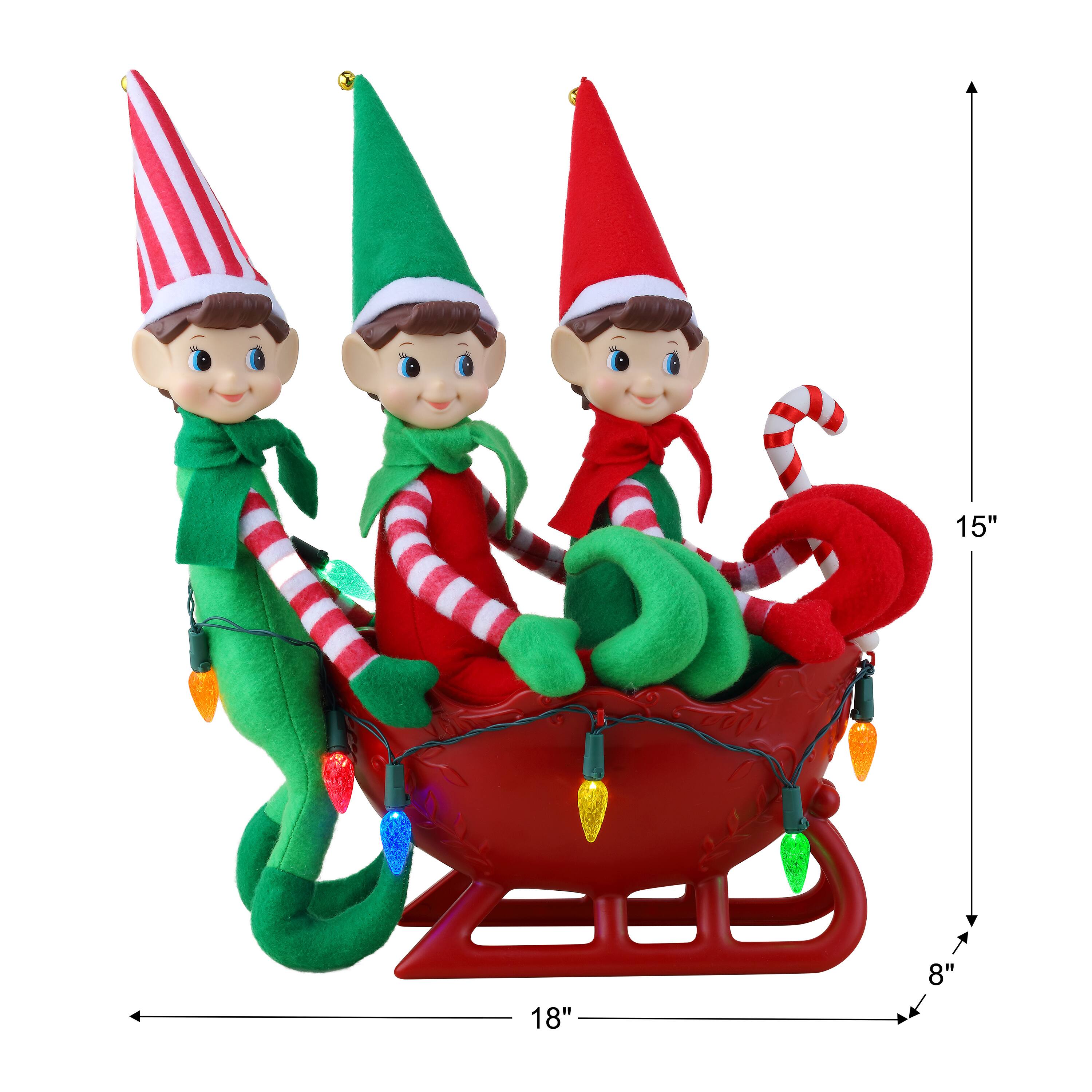 18&#x22; Santa&#x27;s Elves Illuminated Sleigh Tabletop Accent