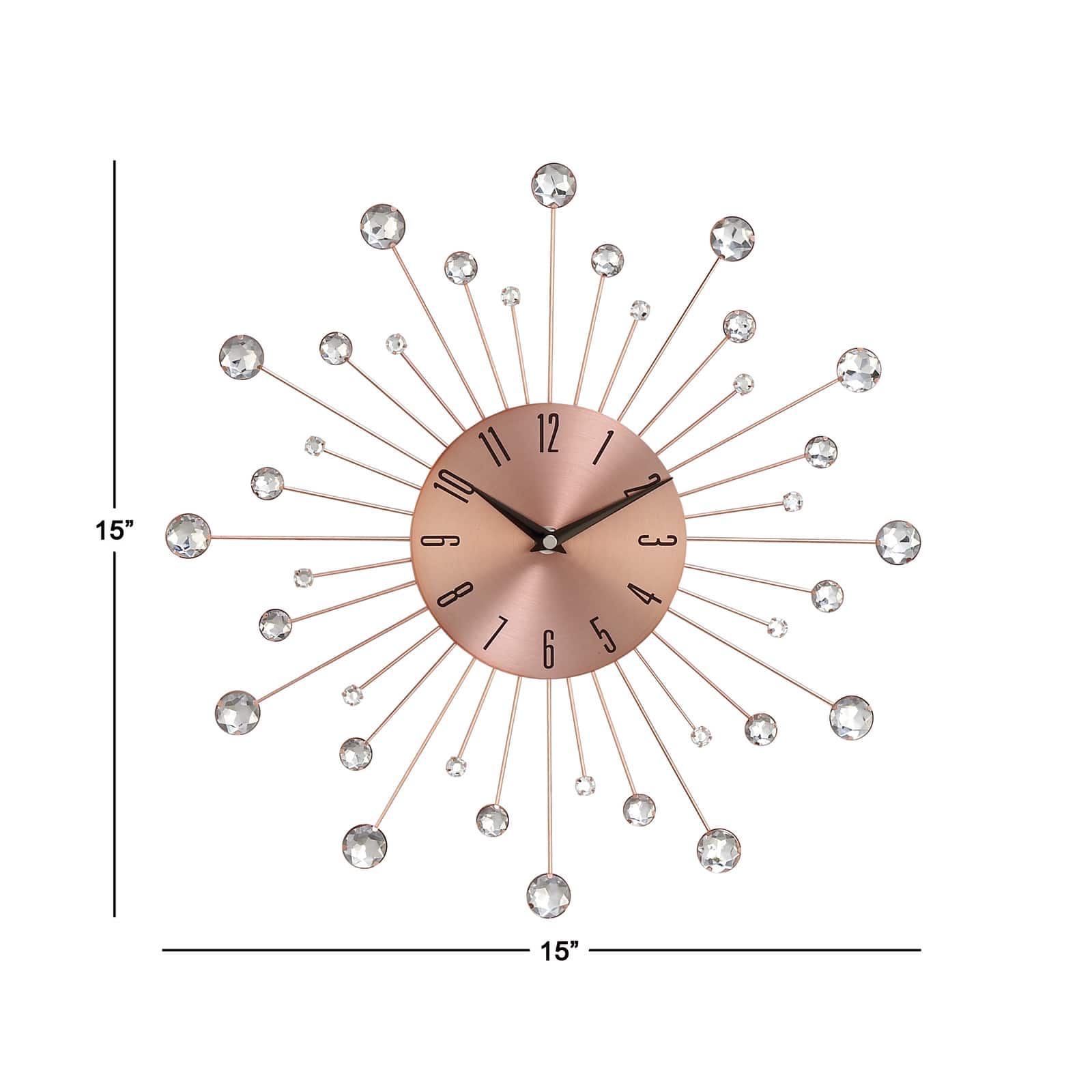 Copper Metal Glam Wall Clock, 15&#x22;