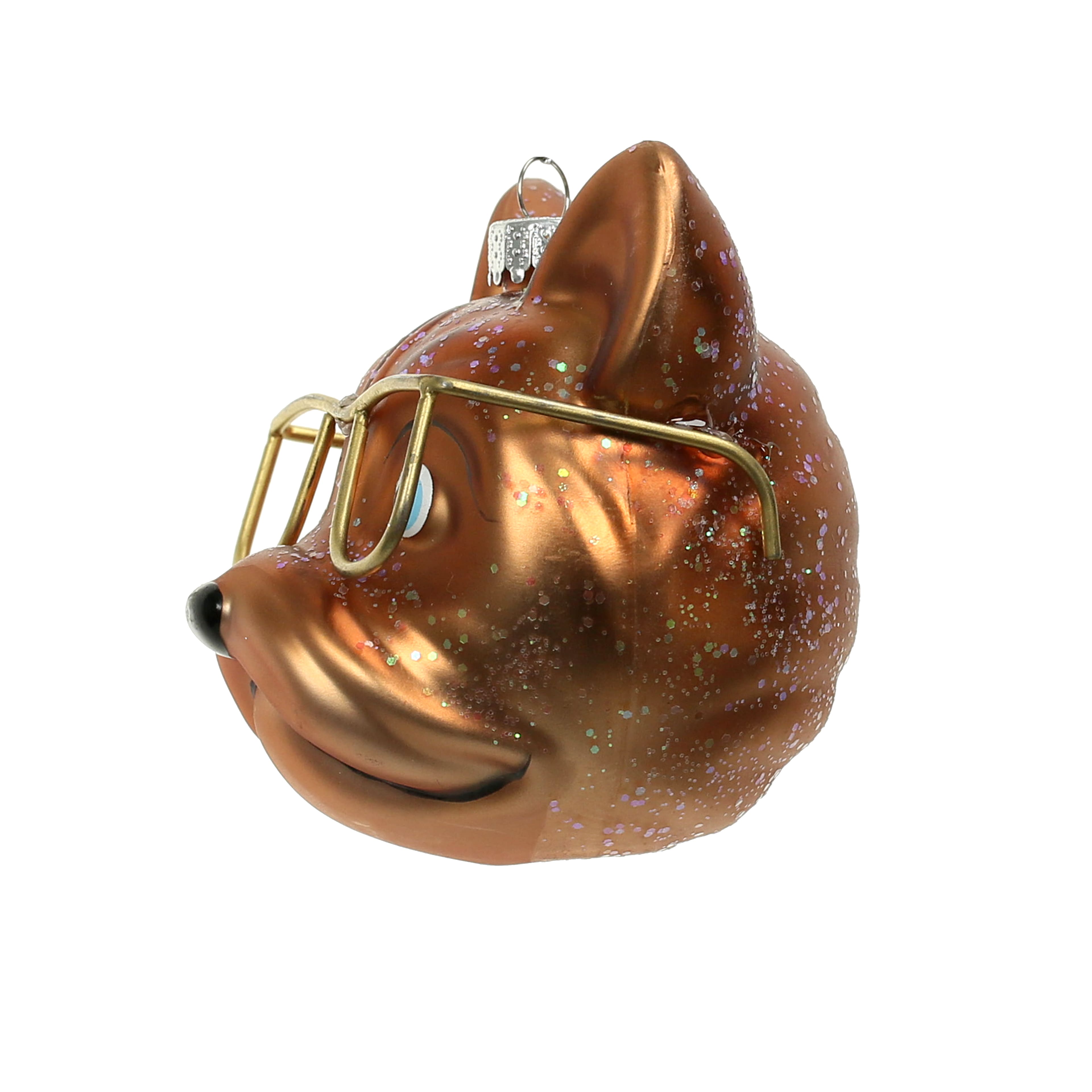 3.25&#x22; Brown Bulldog with Glasses Glass Ornament by Ashland&#xAE;