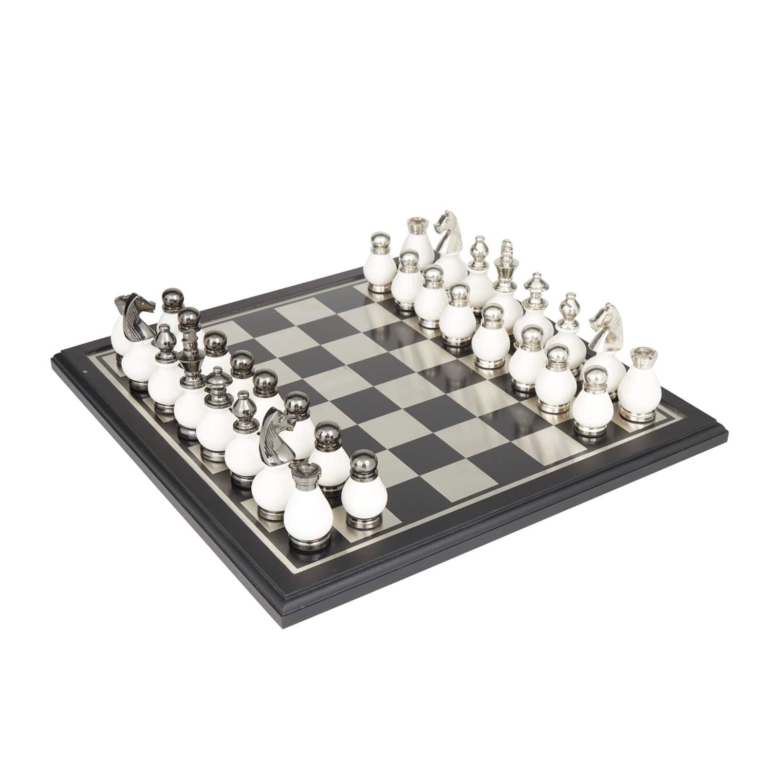 Black Aluminum Contemporary Game Set, 16" x 16" x 4"