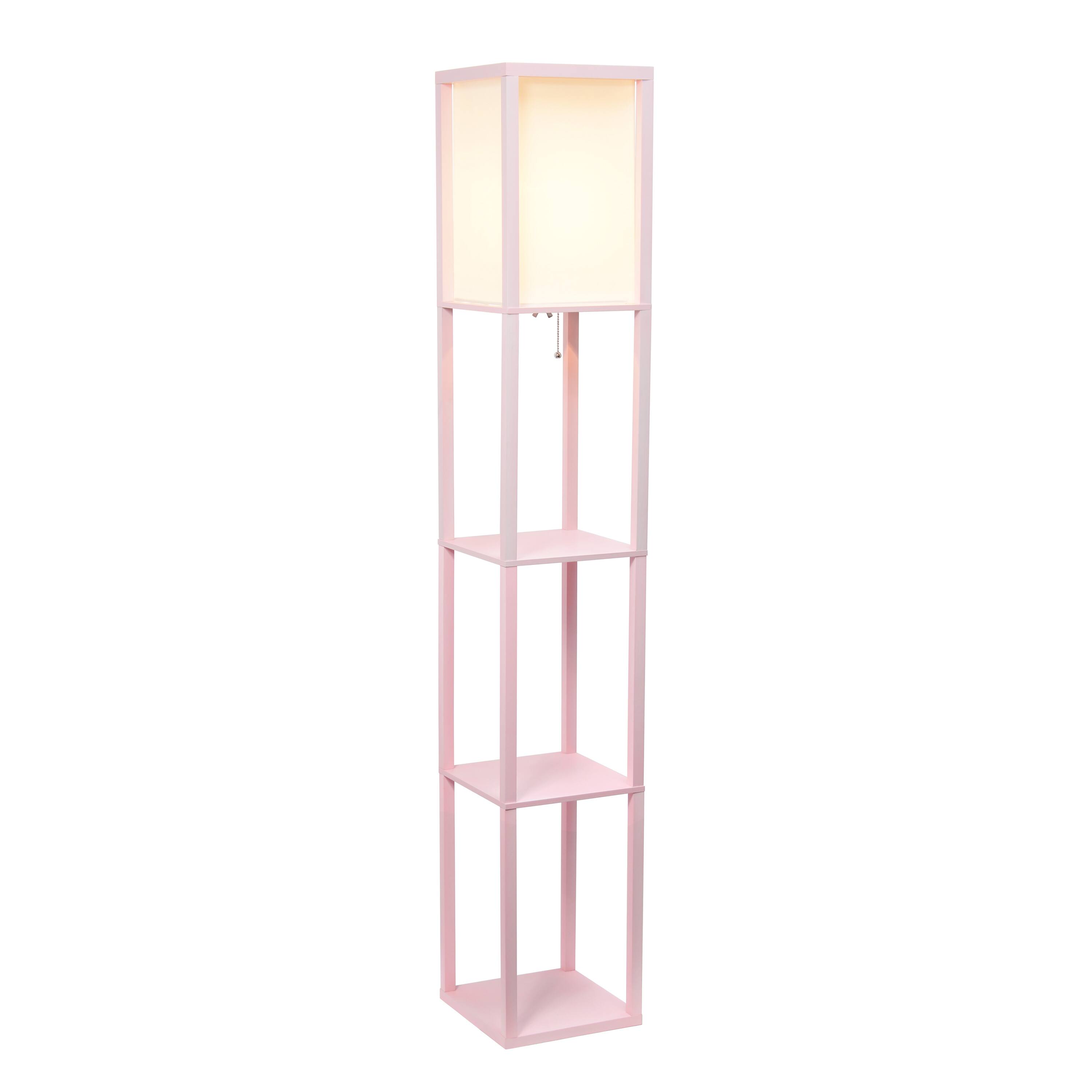 Lalia Home 5ft. Column Shelf Floor Lamp with Linen Shade