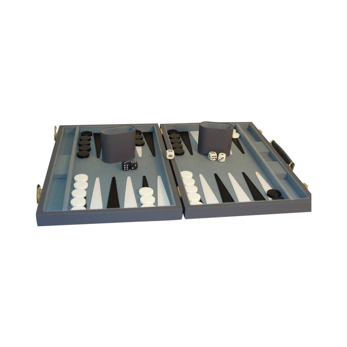 15" Gray Vinyl Backgammon Set