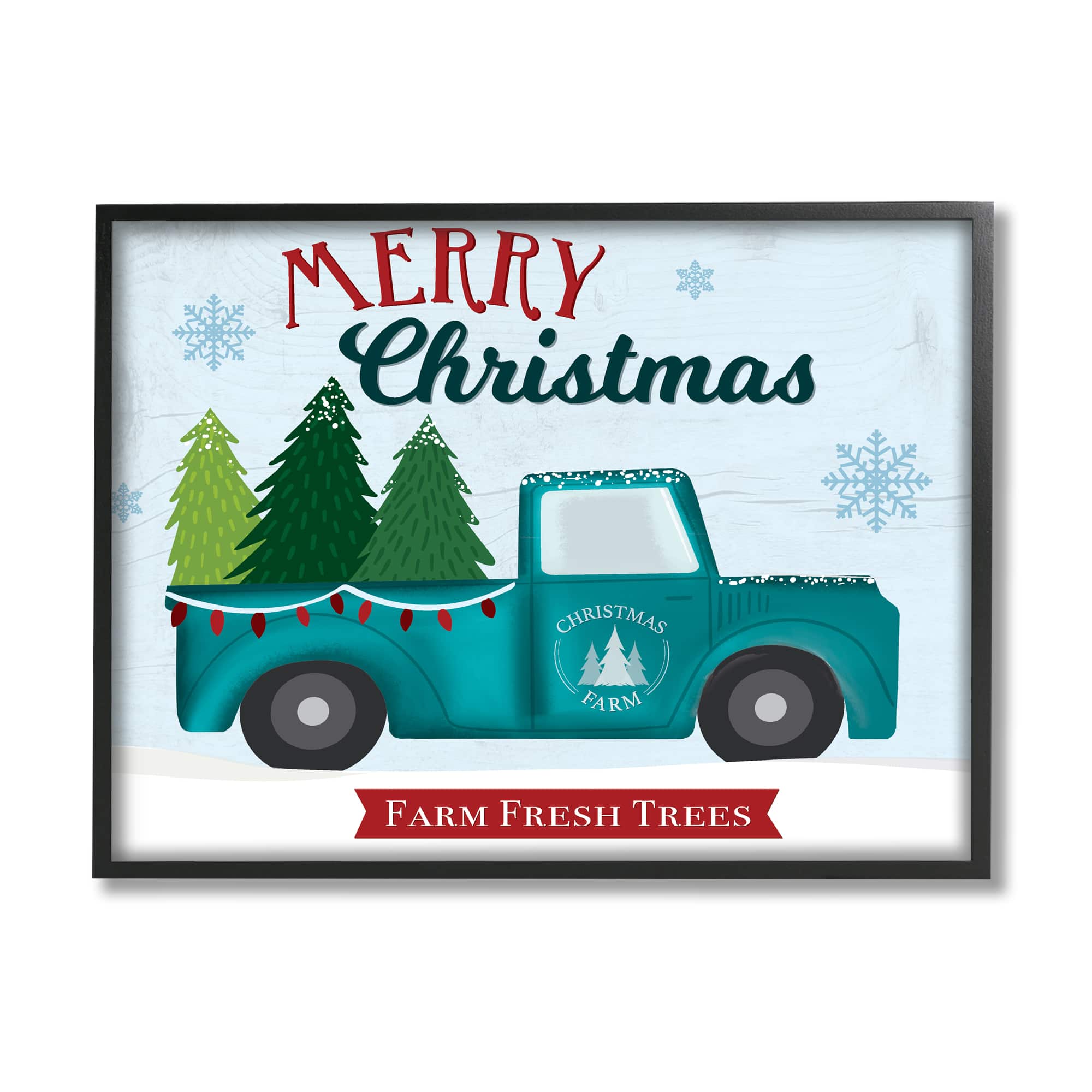 Stupell Industries Merry Christmas Farm Fresh Trees Sign Framed Giclee Art