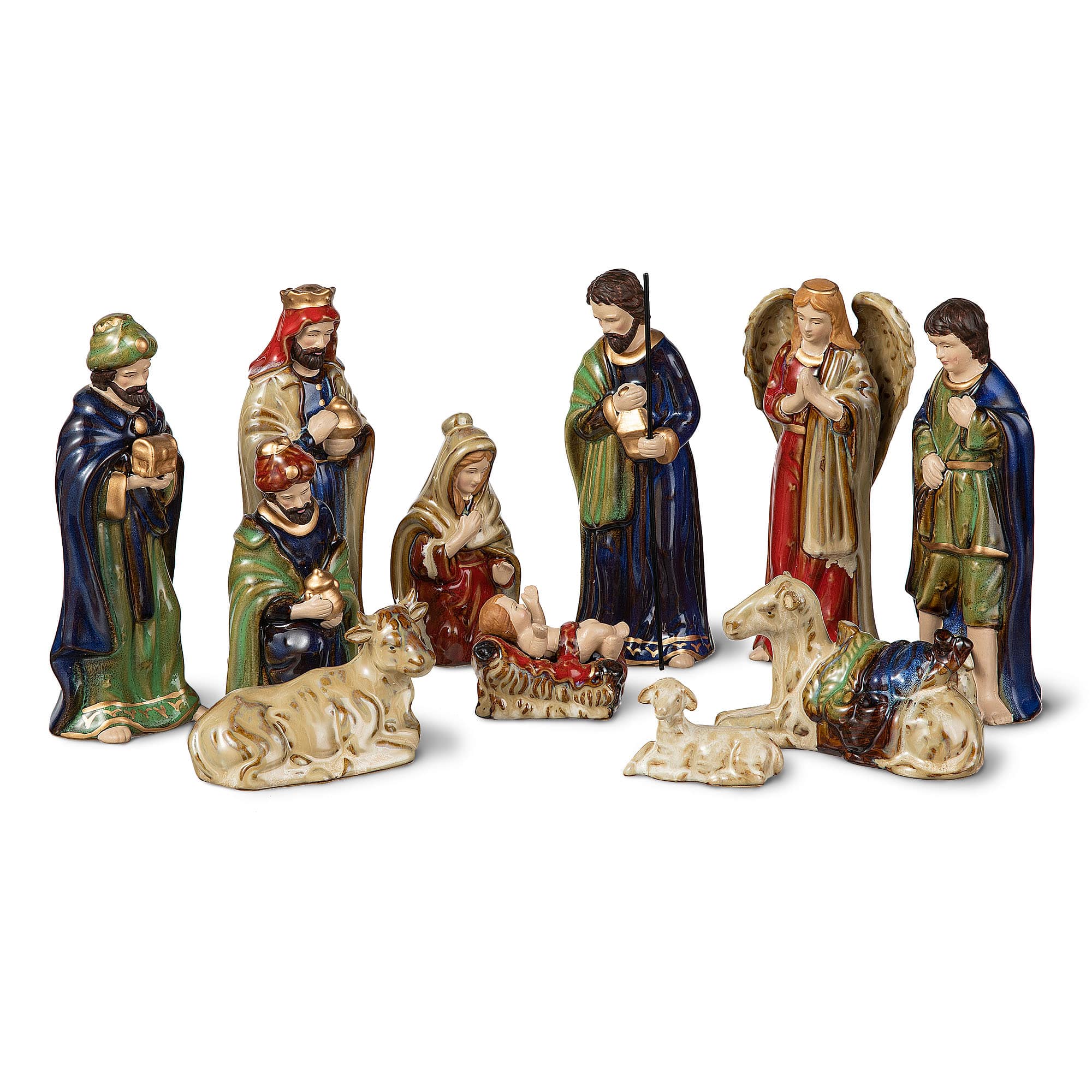 Glitzhome&#xAE; Multicolor Ceramic Nativity Figurine Set