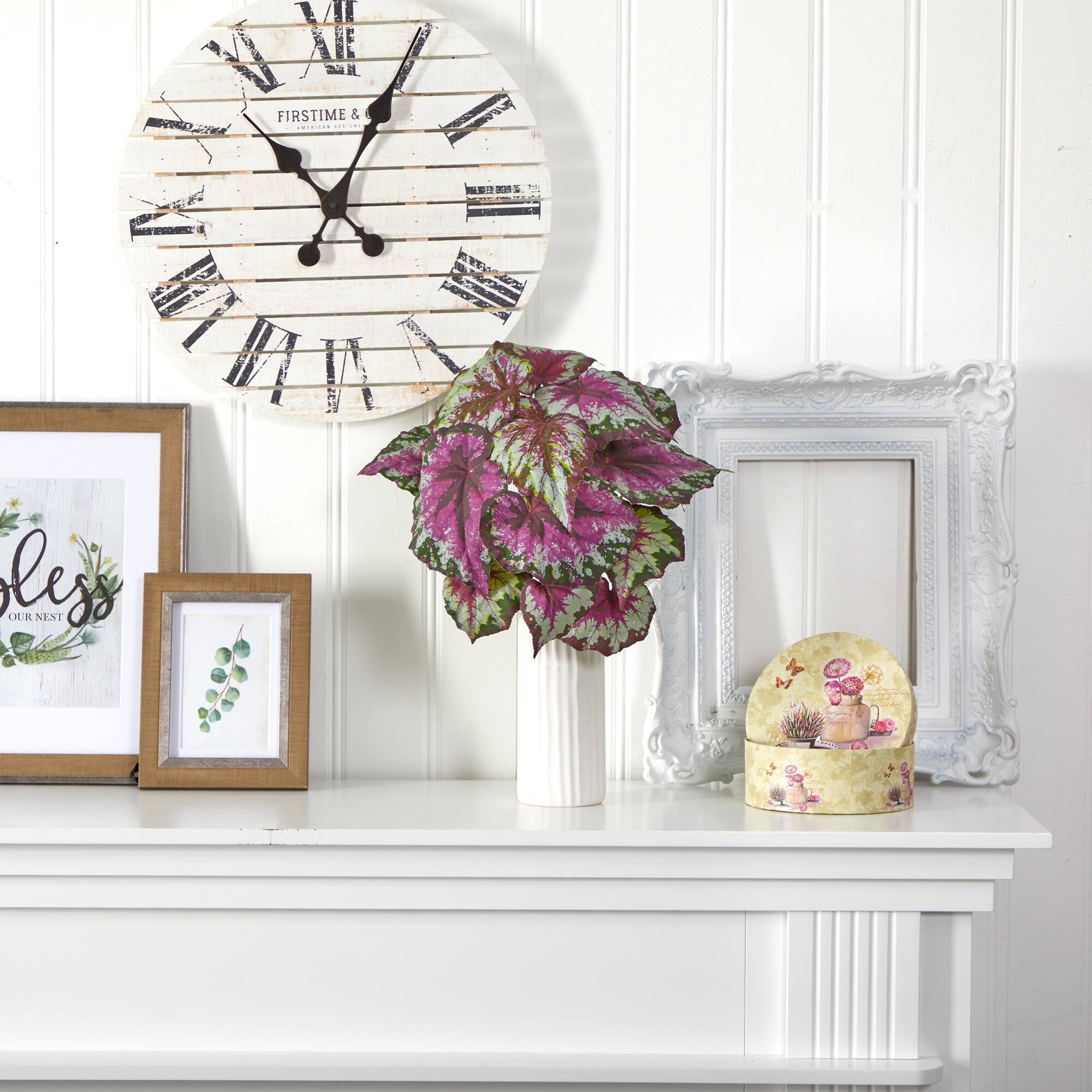 18" Wax Begonia Plant in White Planter