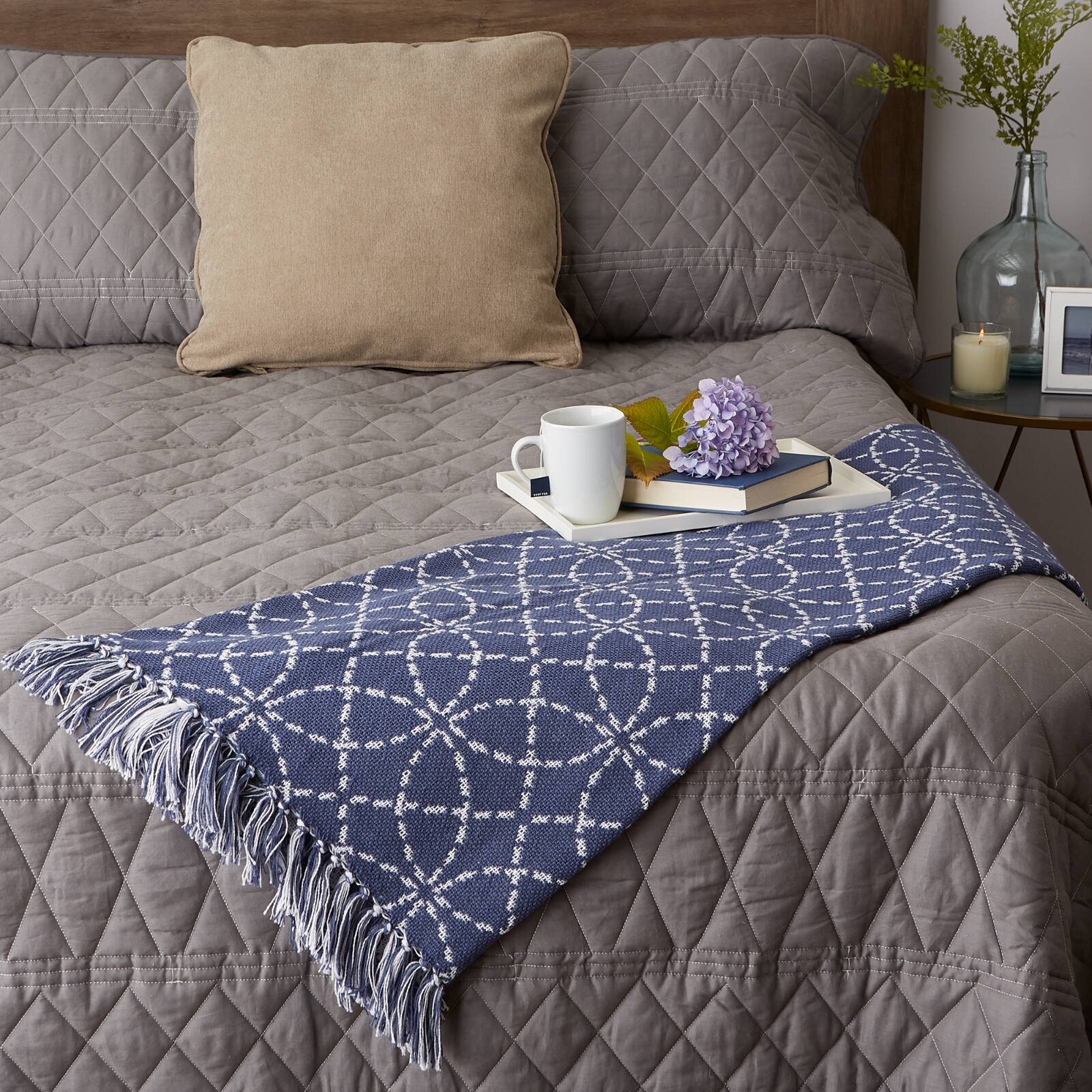 French Blue Concentric Circles Throw