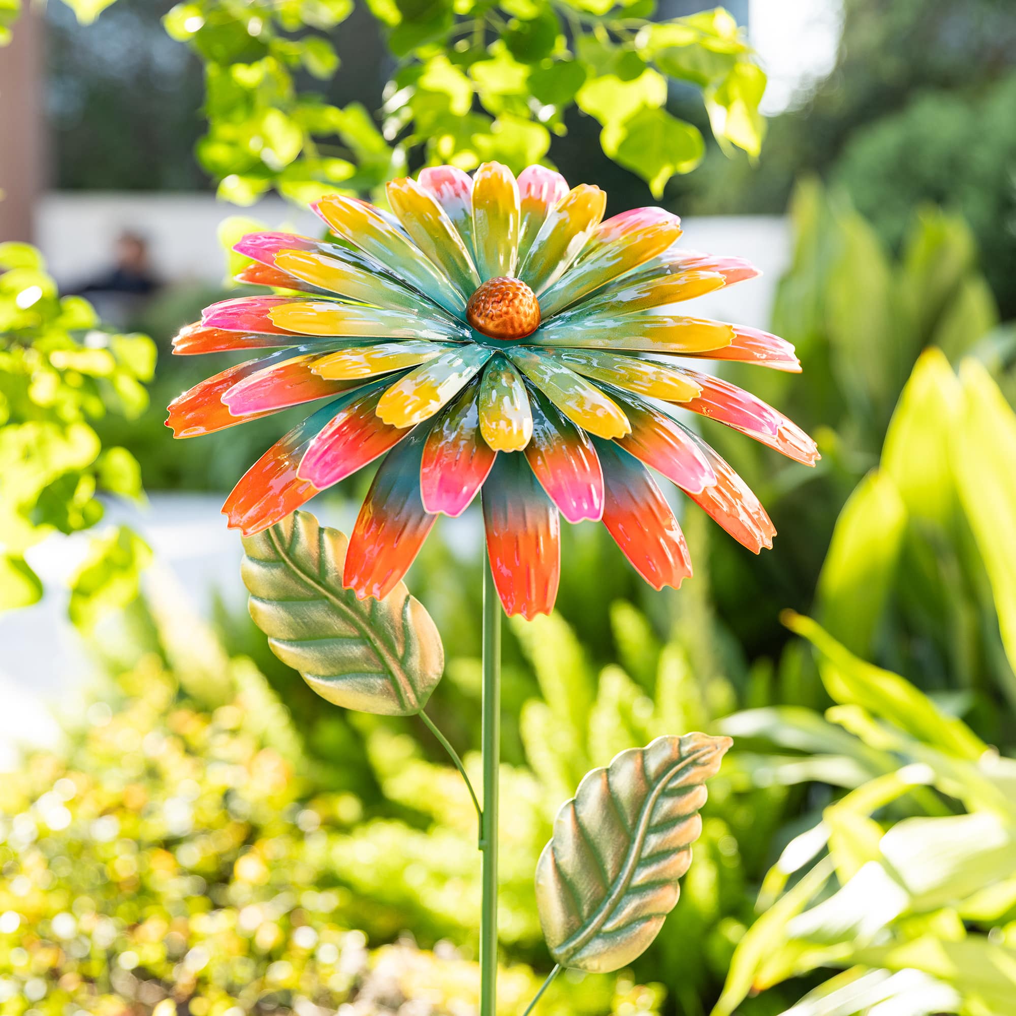 Glitzhome® 41" Multi Garden Painted Metal Flower Garden Yard Stake