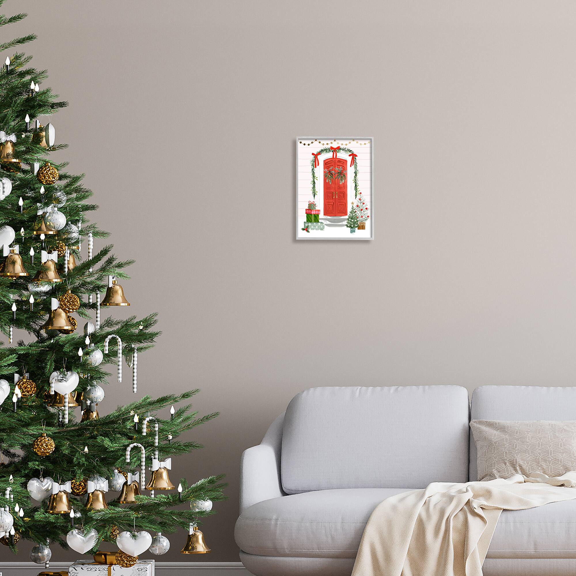 Stupell Industries Red Jolly Christmas Doorway Framed Giclee Art