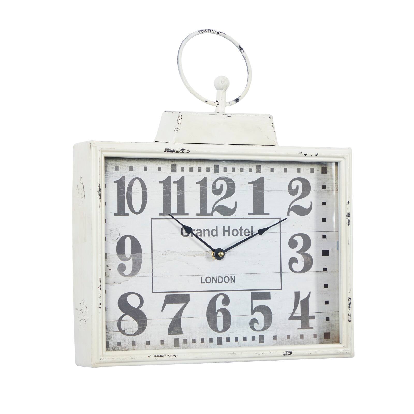 16&#x22; White Metal Vintage Wall Clock