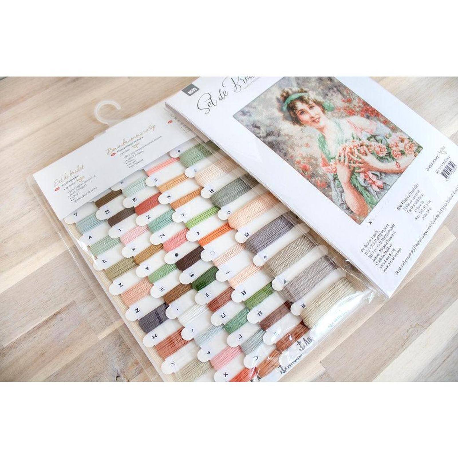 Luca-s The Girl With Roses Counted Cross Stitch Kit