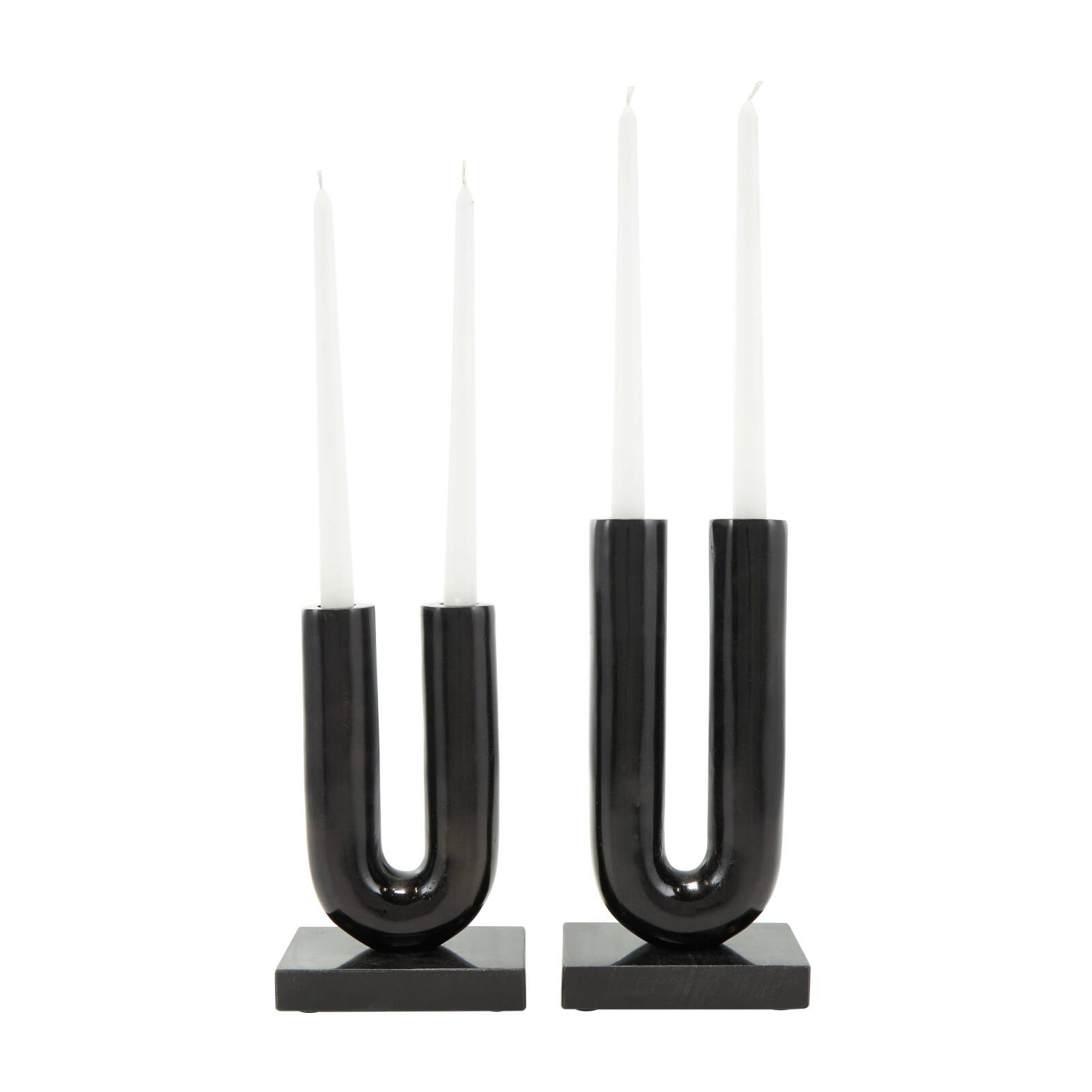 Black Aluminum U-Shaped Candle Holder Set