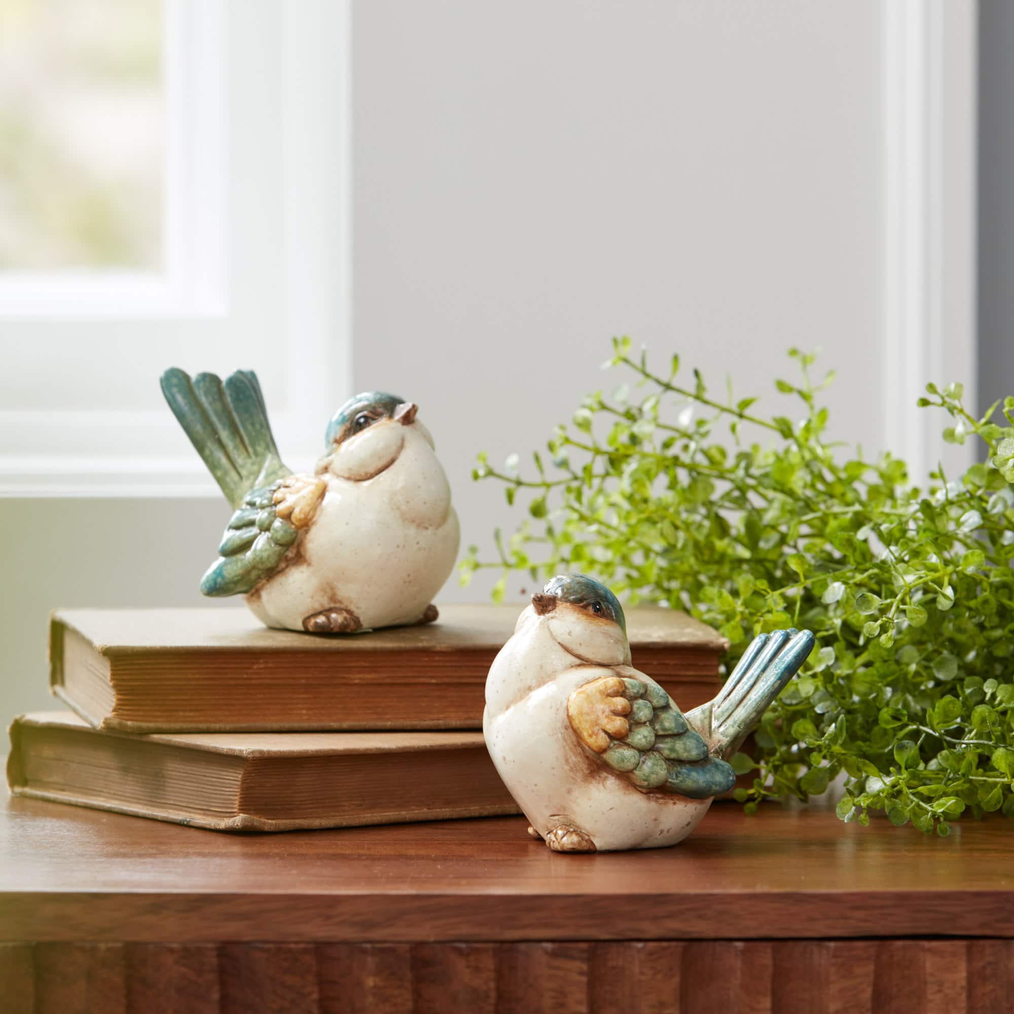 3&#x22; Terra Cotta Bird Figurines Set