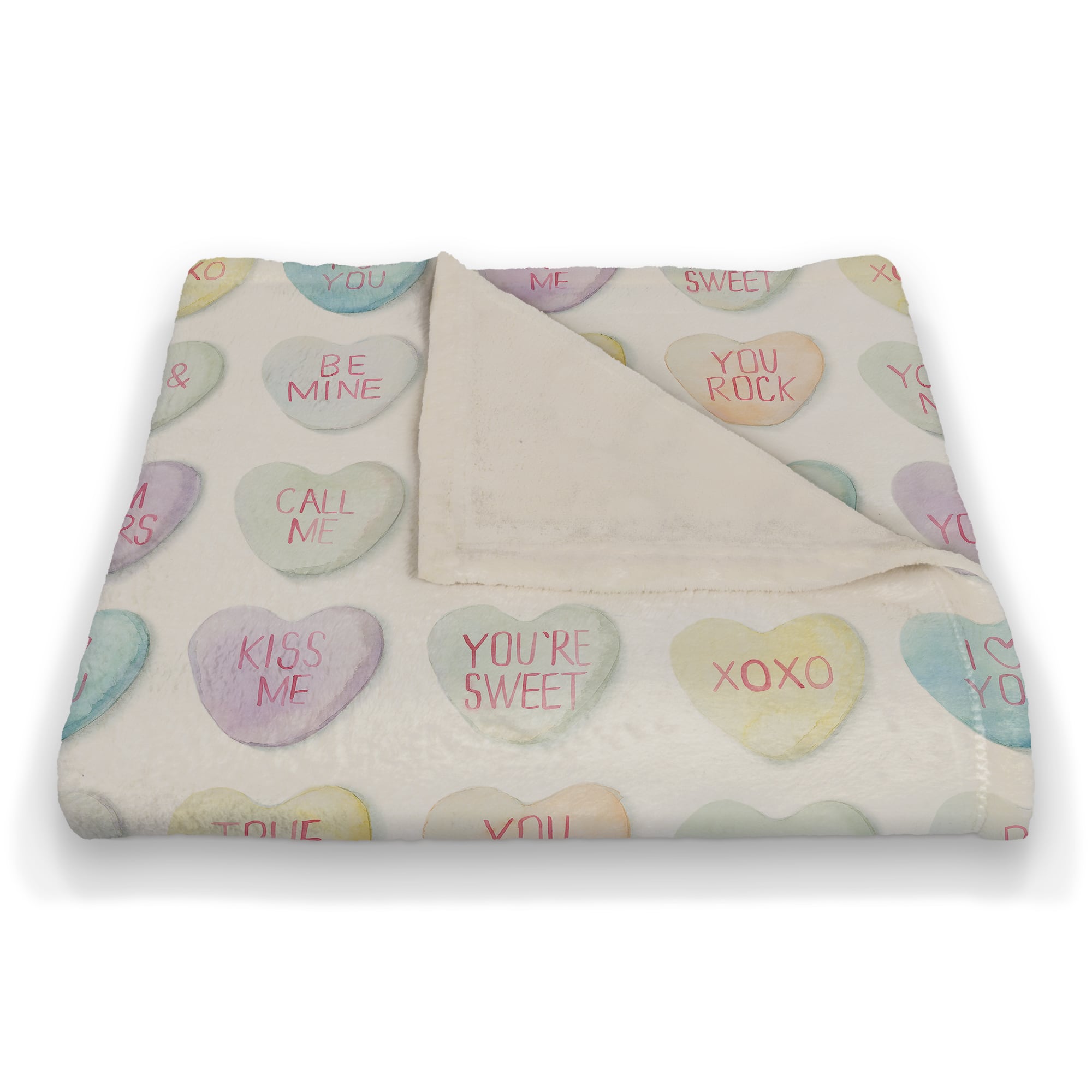 Be Mind Candy Heart Coral Fleece Throw Blanket