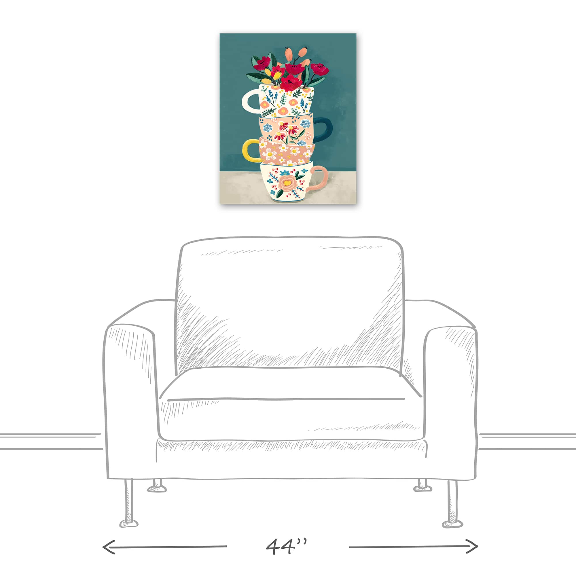 Floral Mugs Canvas Wall Art