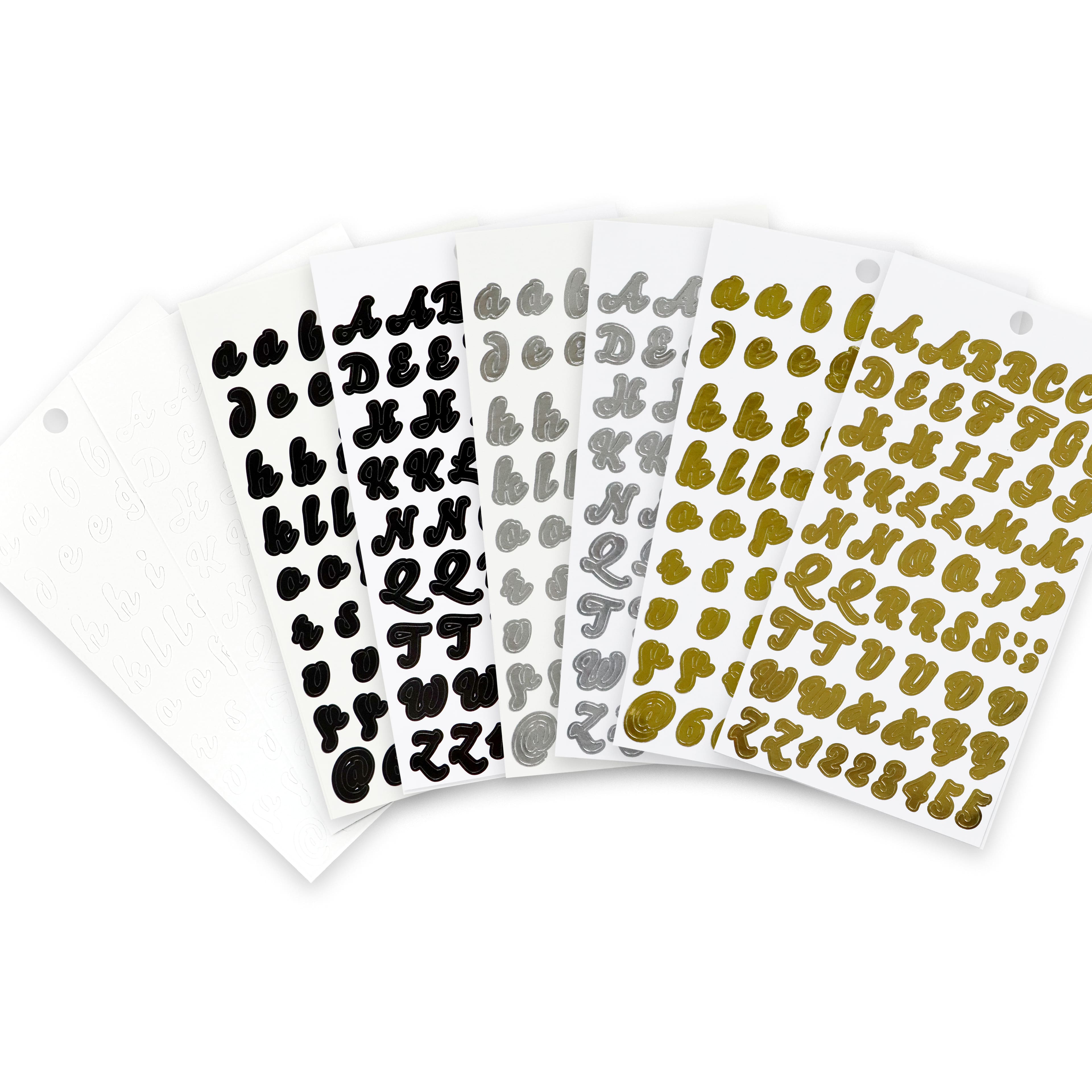 Black, Gold, Silver & White Script Letter & Number Stickers by Recollections™