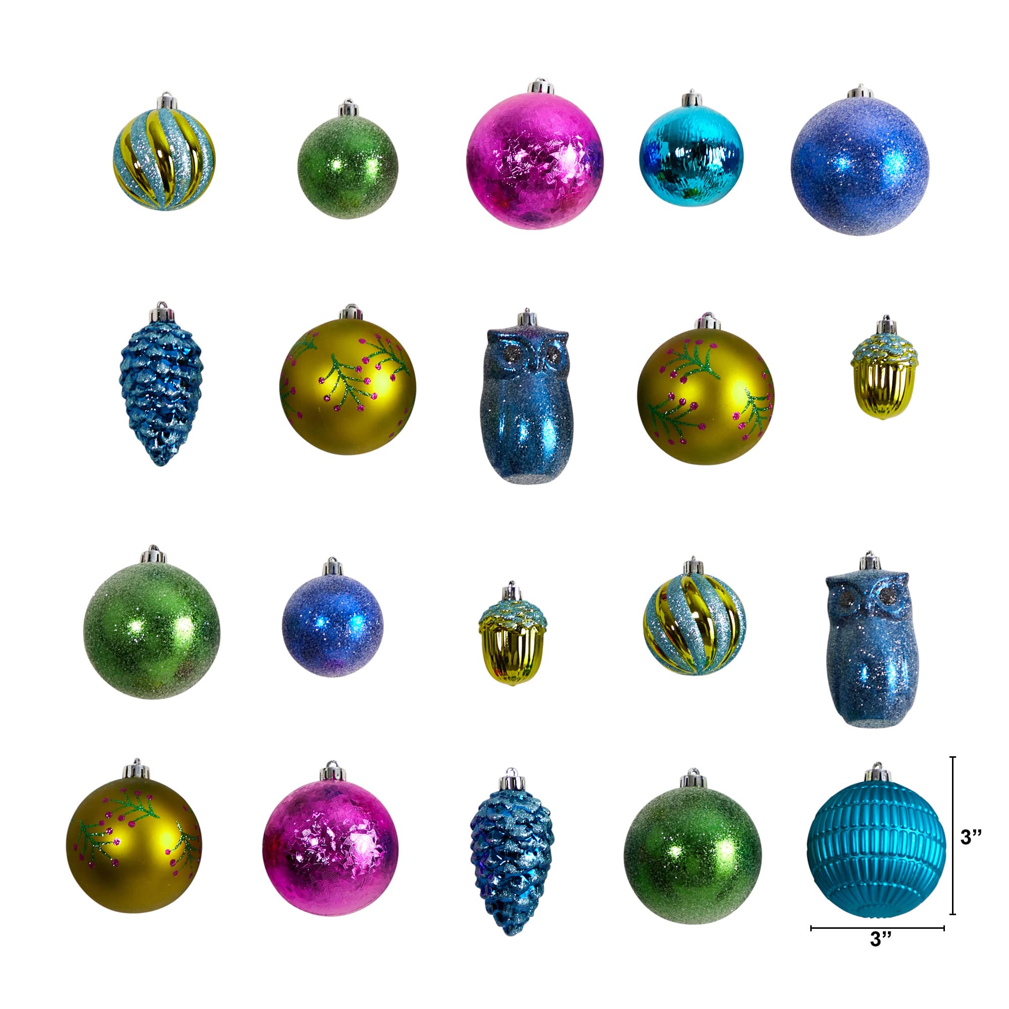 50ct. Holiday Deluxe Shatterproof Christmas Tree Ornament Box Set