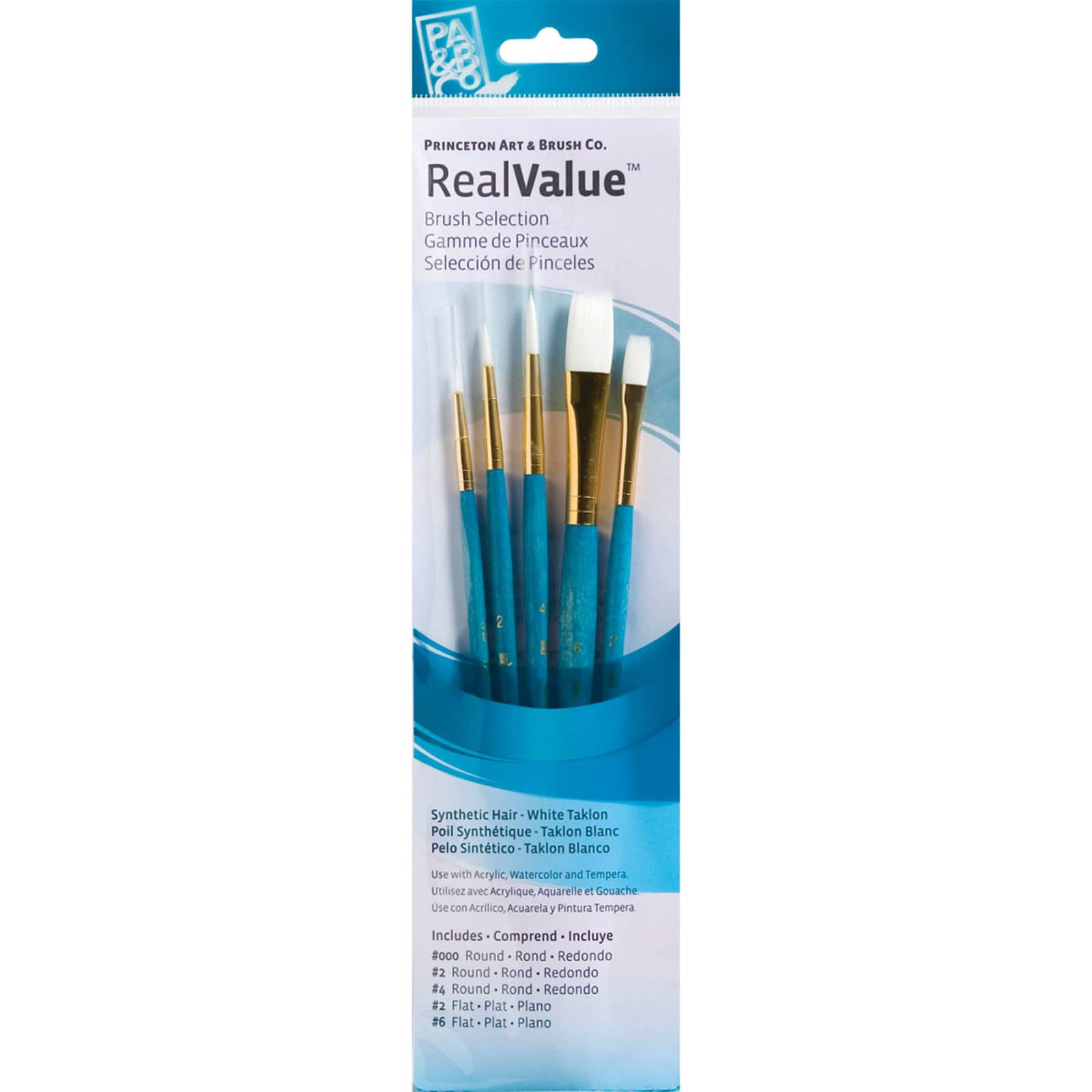 Princeton™ RealValue™ White Taklon 5 Piece Brush Set