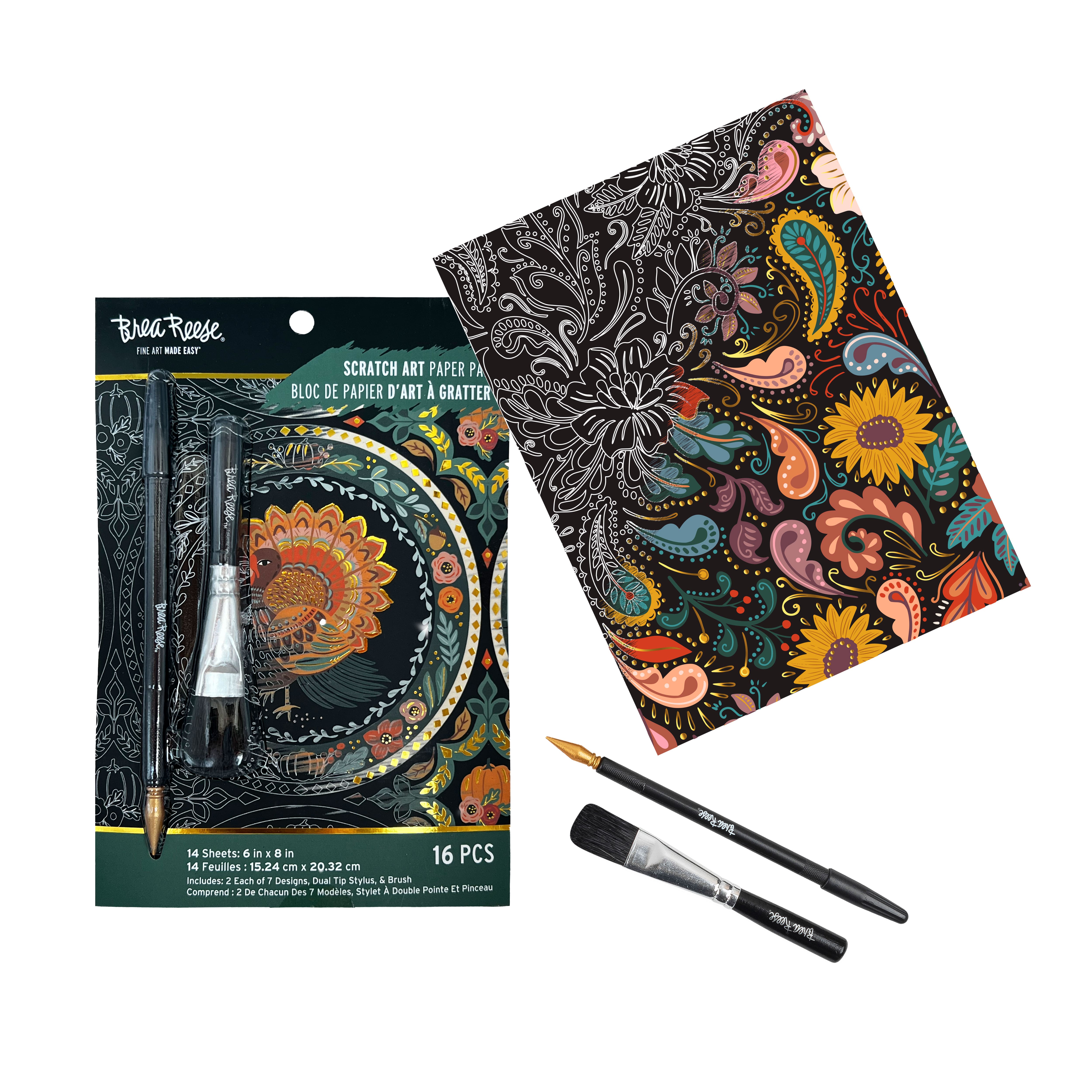 Brea Reese™ 6" x 8" Turkey Tales Scratch Art Paper Pad