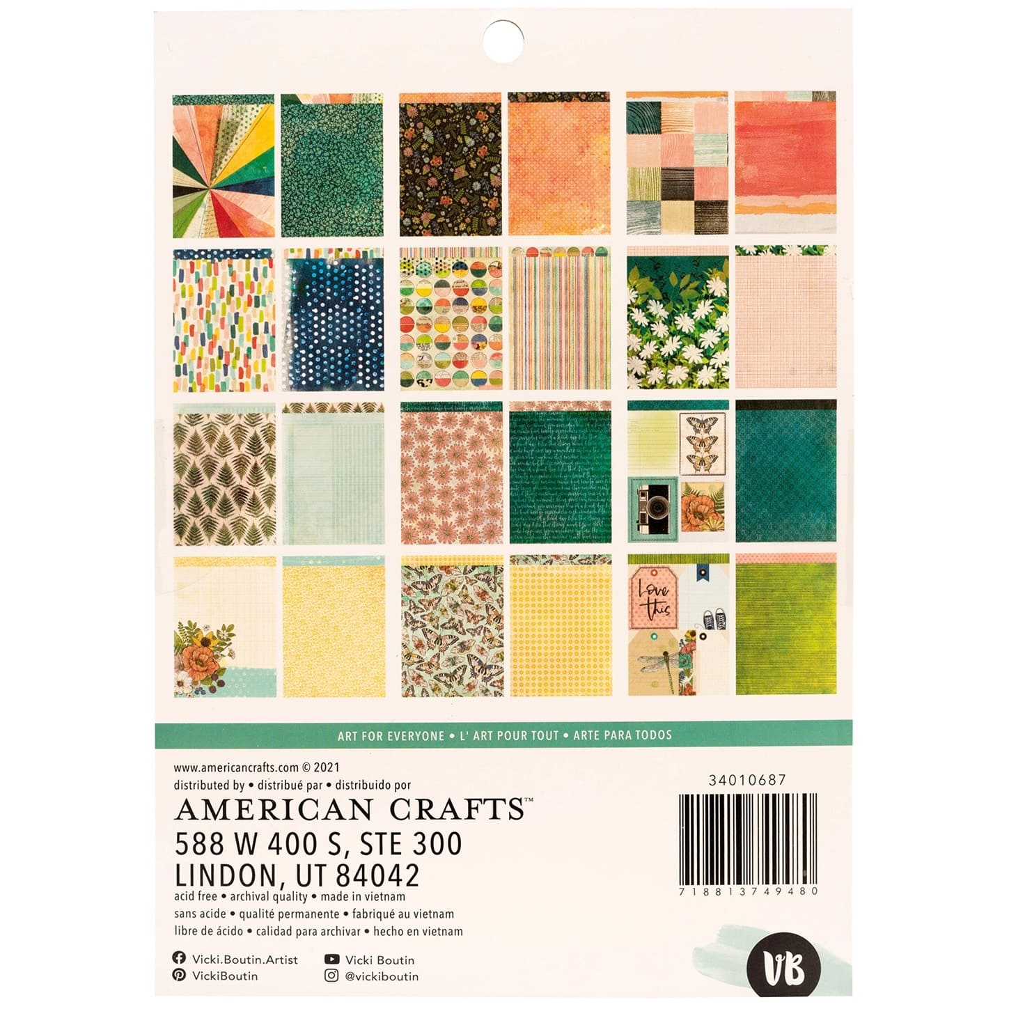 American Crafts Double-Sided Paper Pad 6&#x22; x 8&#x22; 24 ct. Vicki Boutin Fernwood