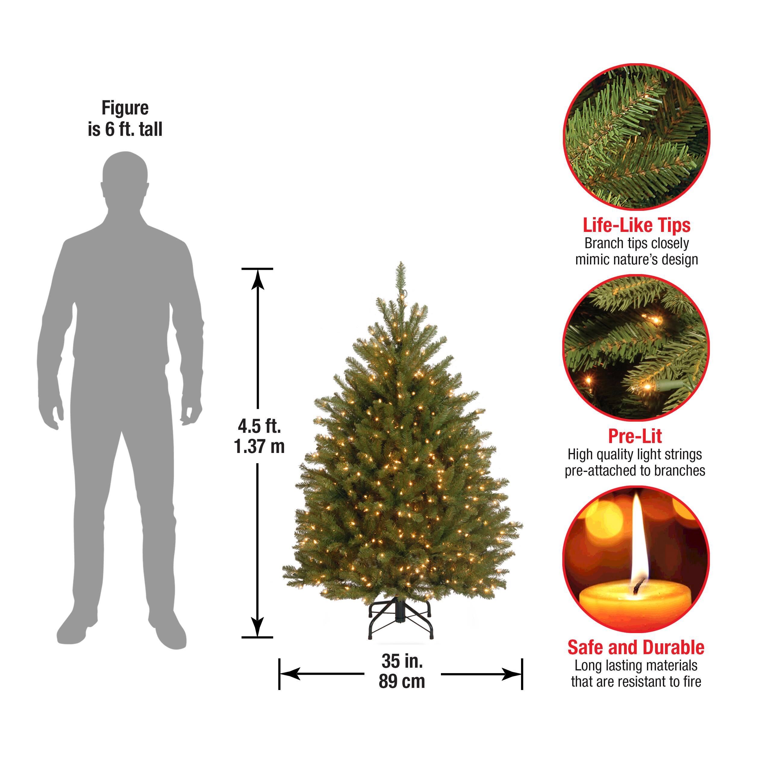 4.5 ft. Pre-Lit Dunhill® Fir Full Artificial Christmas Tree, Clear Lights
