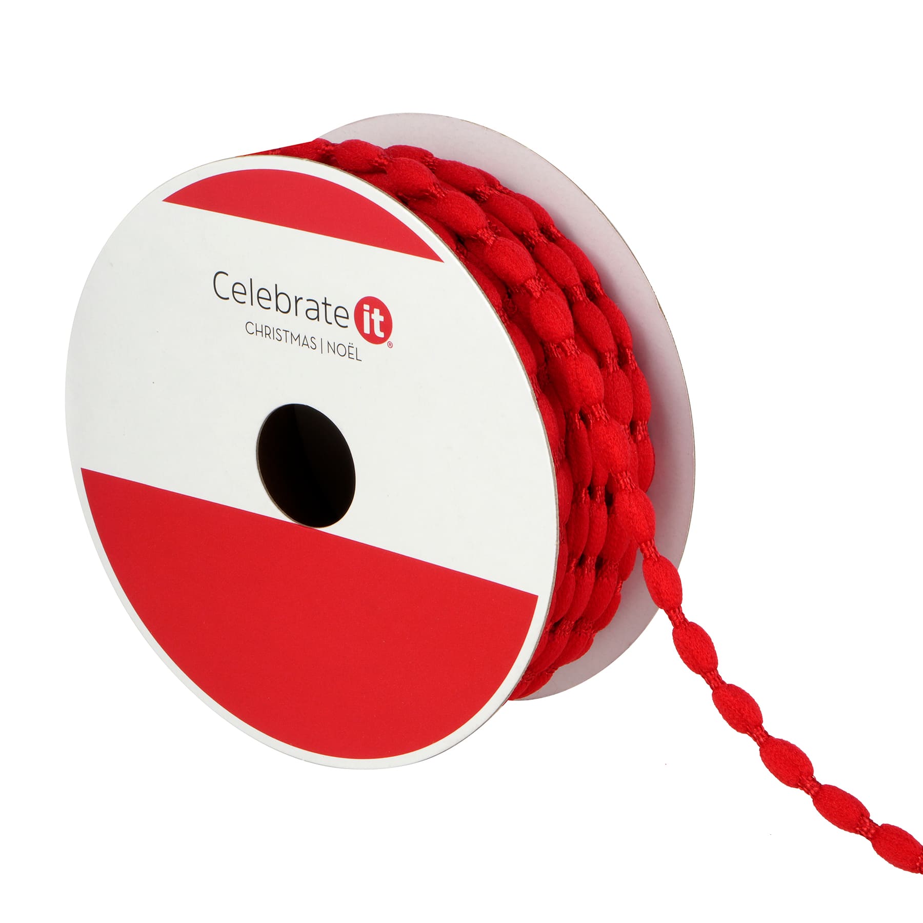 3/16&#x22; x 30ft. Red Pom Pom Trim Ribbon by Celebrate It&#xAE;