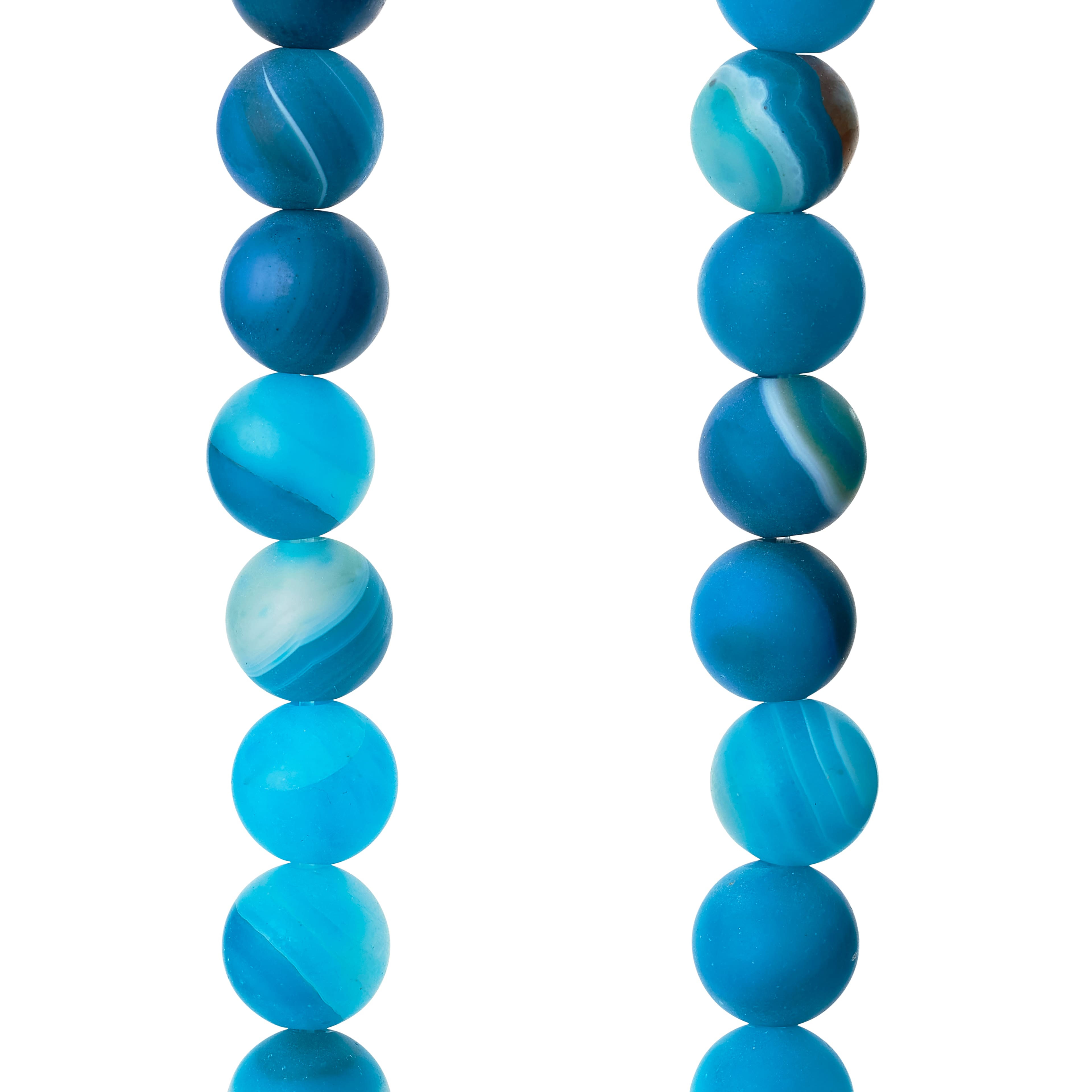 12 Pack: Blue Matte Striped Agate Round Beads, 8mm by Bead Landing™