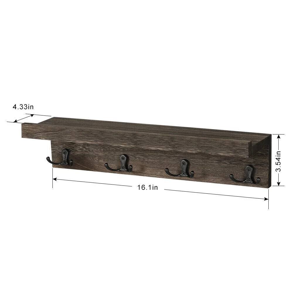 NEX™ 16" Dark Brown Wall-Mounted Floating 4-Hook Coat Racks, 2ct.