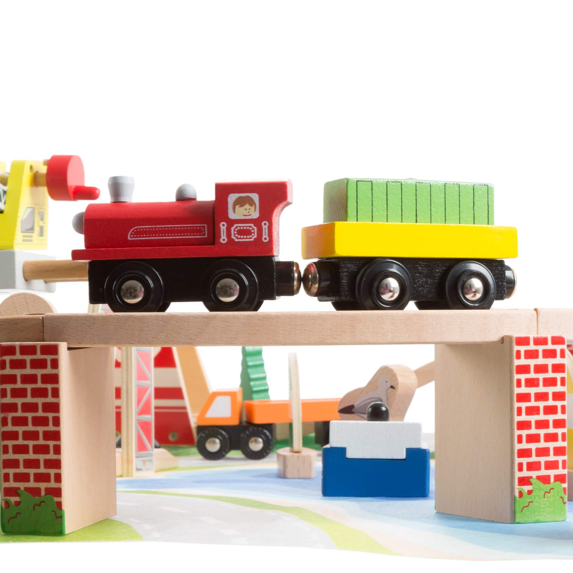 Toy Time Wooden Train Set with Play Mat