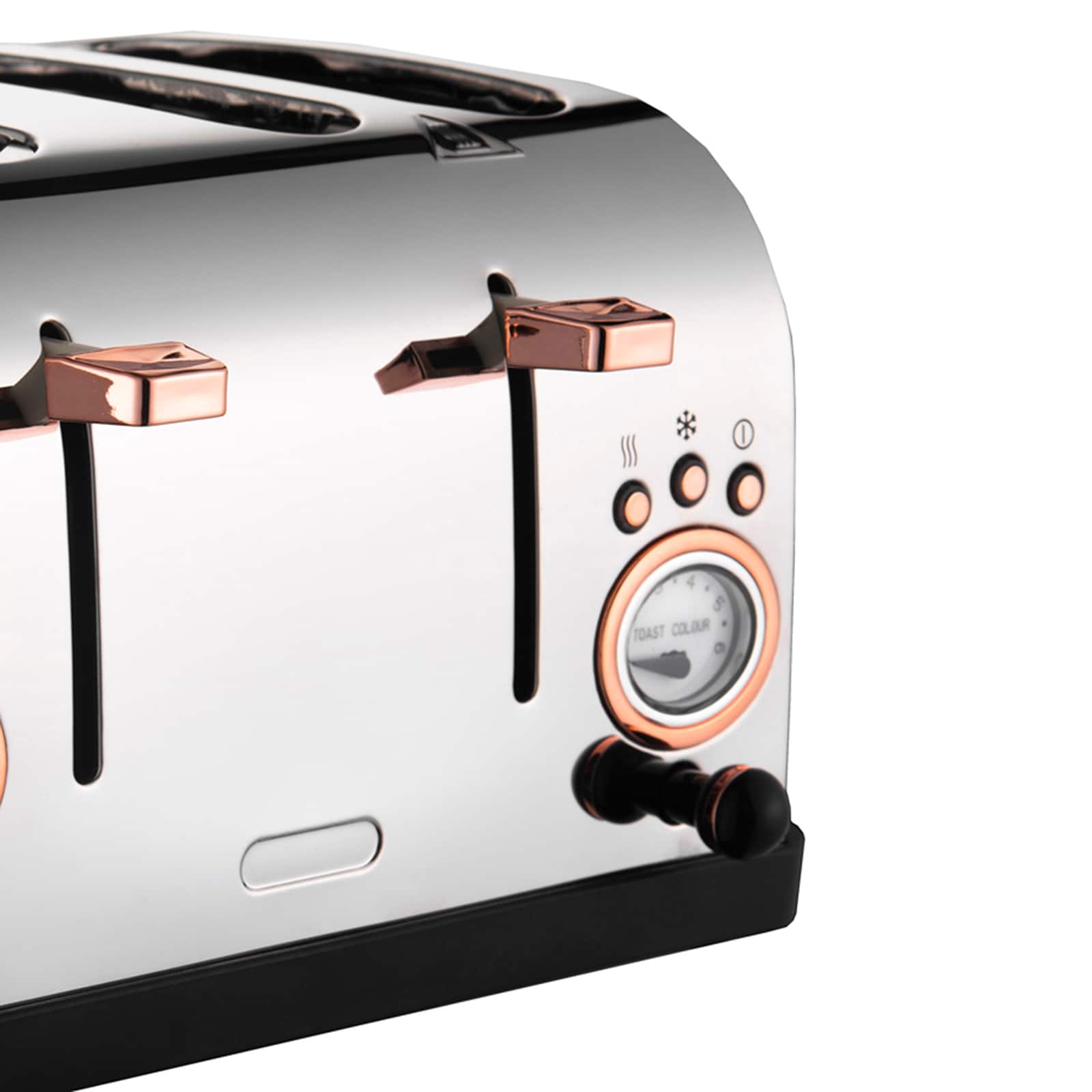 MegaChef Black & Rose Gold 4 Slice Wide Slot Toaster with Variable Browning