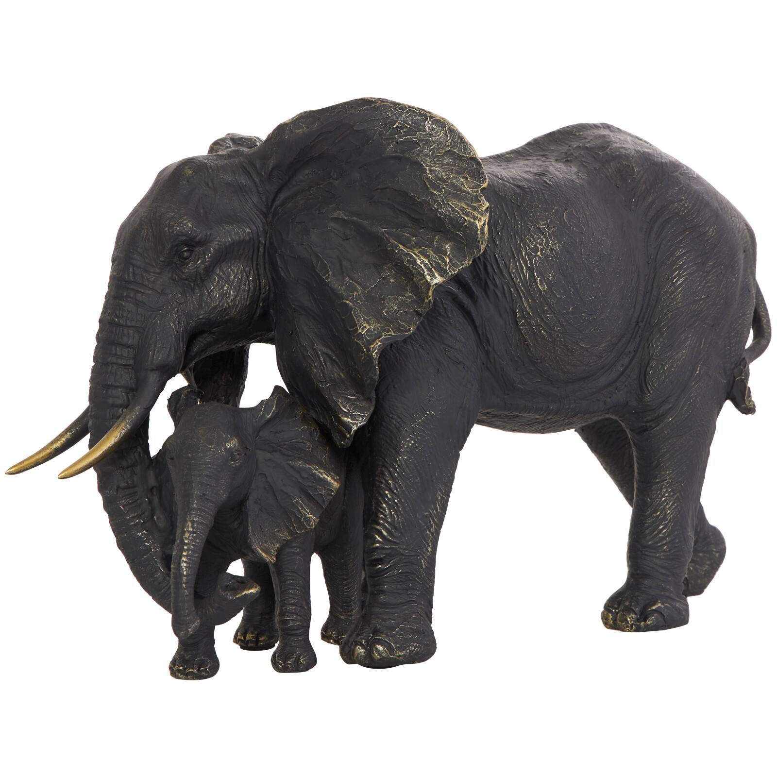 14&#x22; Bronze Elephant Family Sculpture