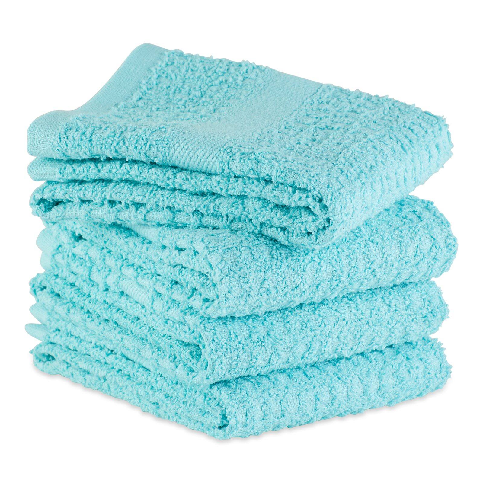 DII® Solid Aqua Waffle Terry Dishtowel, 4ct.