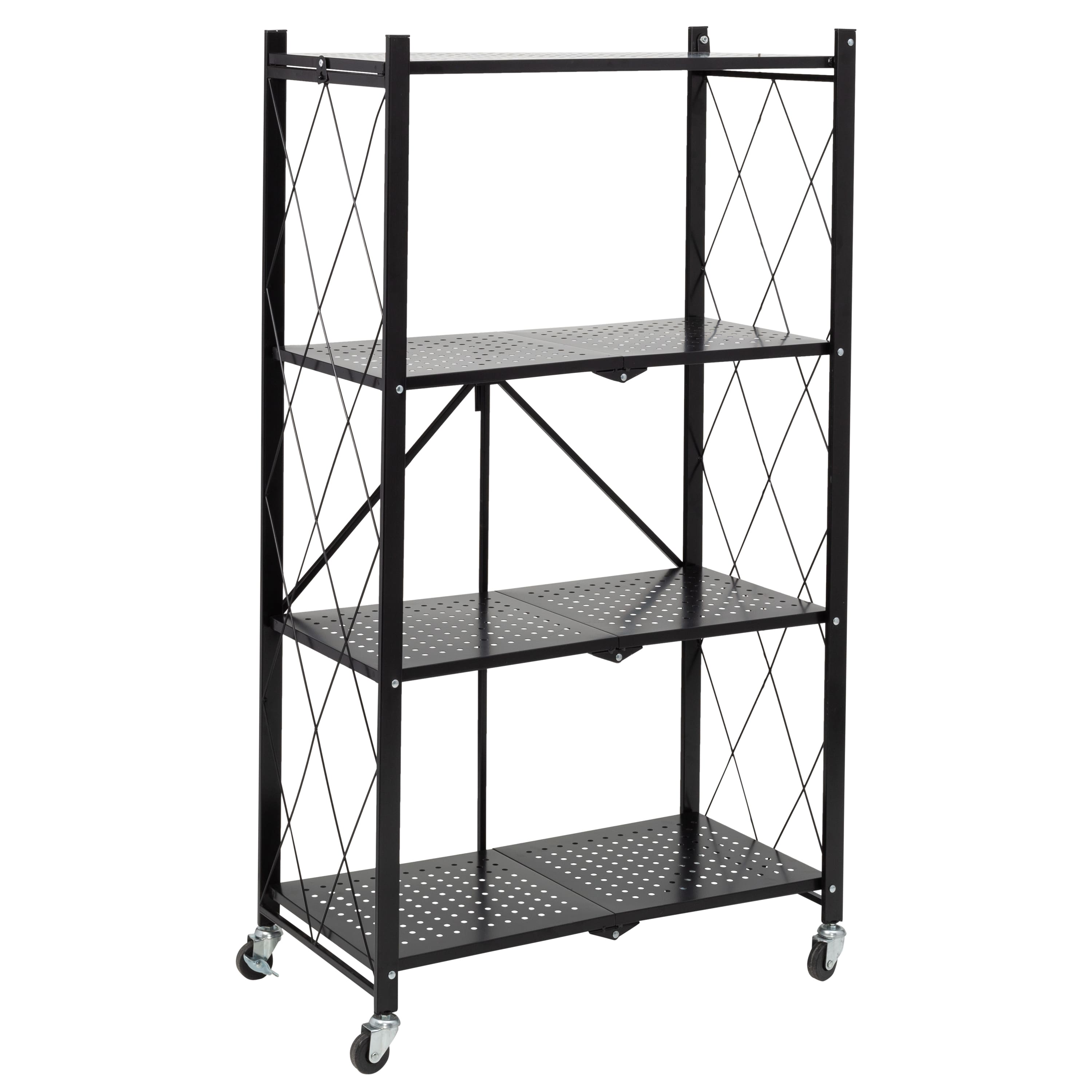 Honey Can Do Black Collapsible 4-Tier Metal Shelf