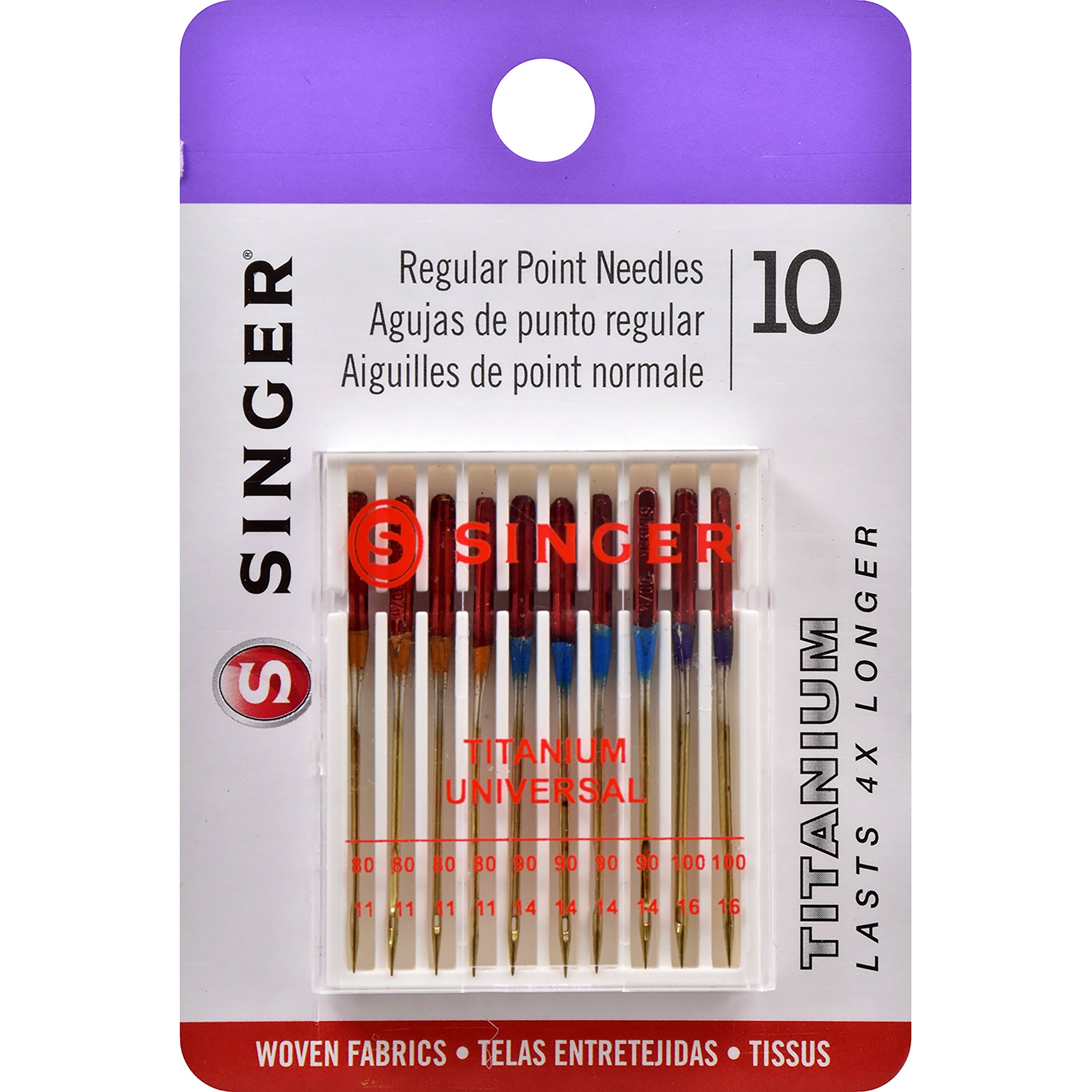 SINGER® Titanium Universal Regular Point Machine Needles, 10ct.