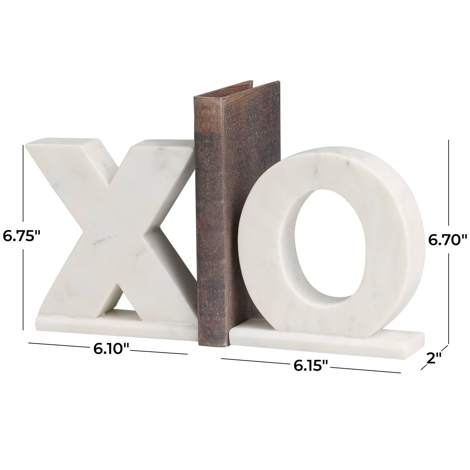 Marble X &#x26; O Bookends Set